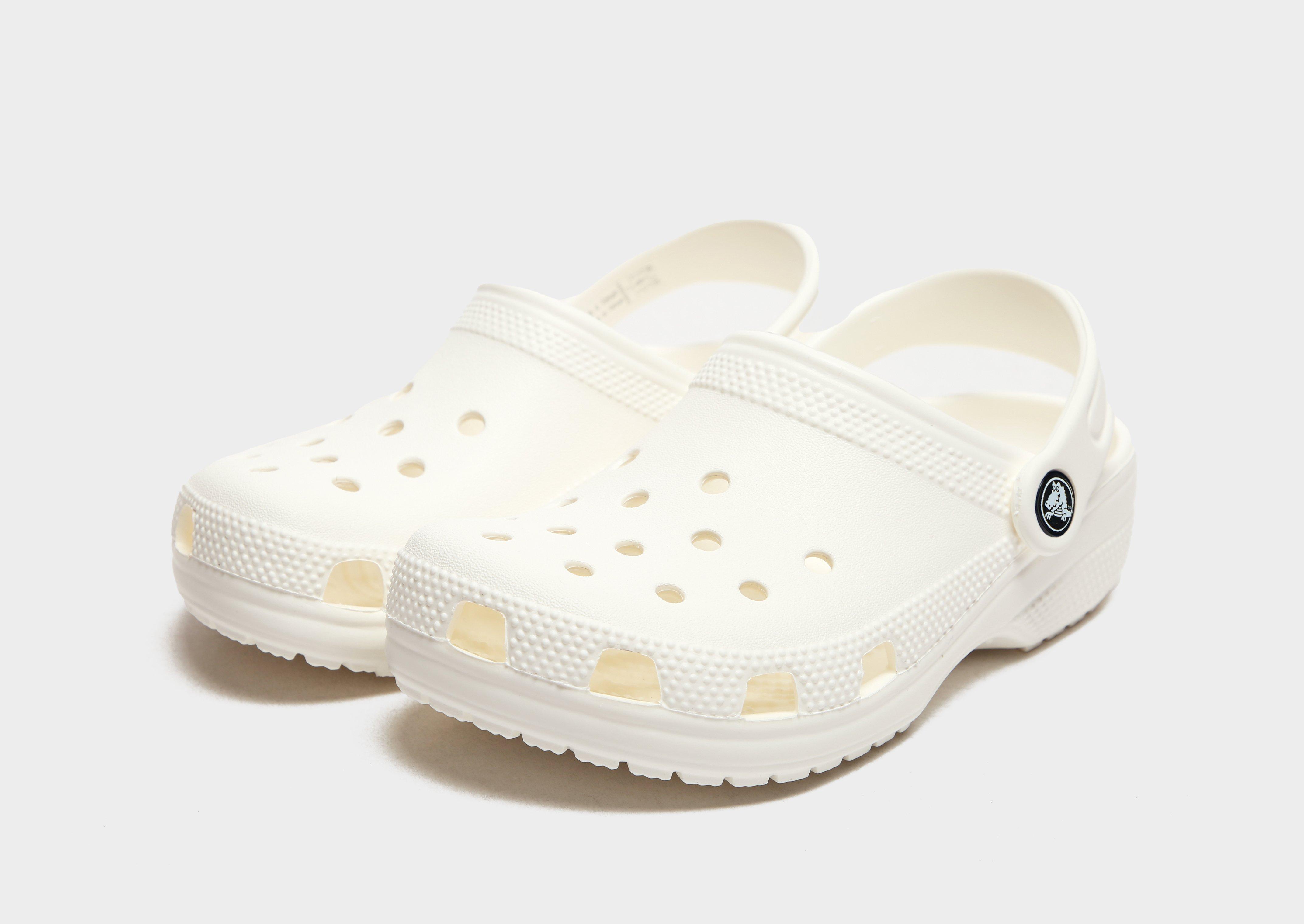 White crocs with online colored strap