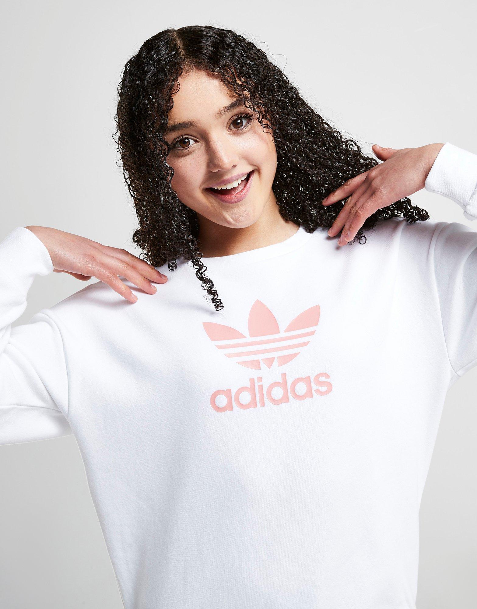 adidas Originals Girls' Trefoil Boyfriend Crew Sweatshirt Junior