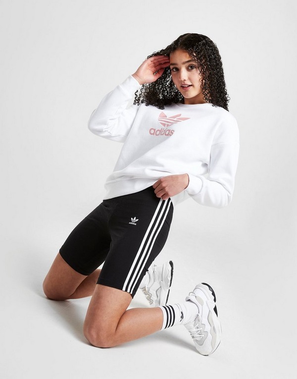 Black adidas Originals Girls' 3-Stripes Trefoil Cycle Shorts Junior | Sports UK