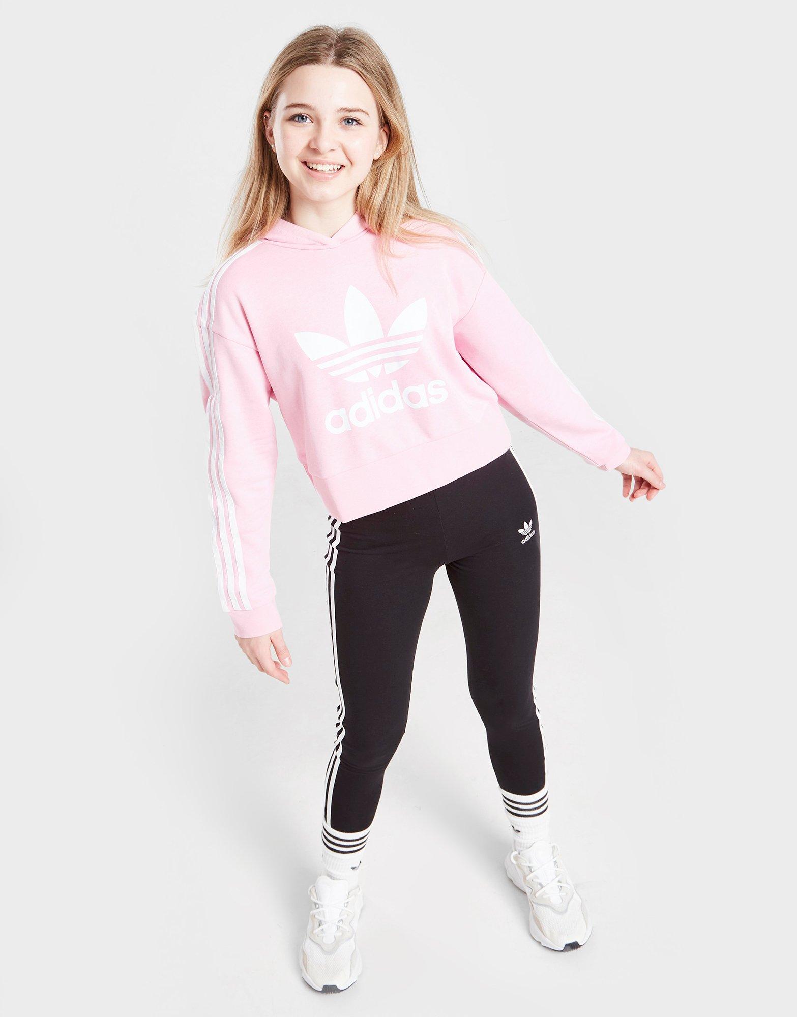 adidas Originals Girls' Crop Trefoil Hoodie Junior