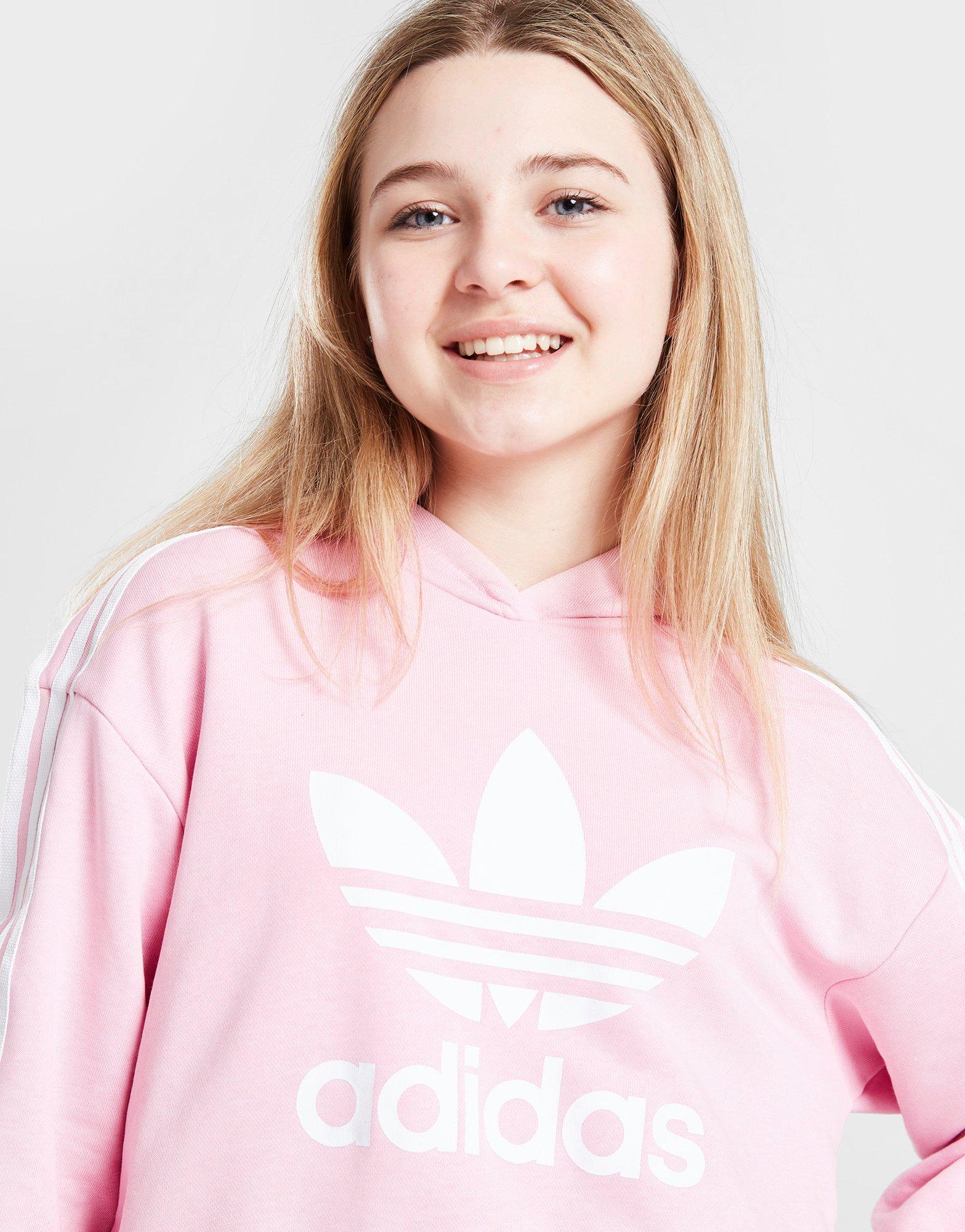 adidas Originals Girls' Crop Trefoil Hoodie Junior