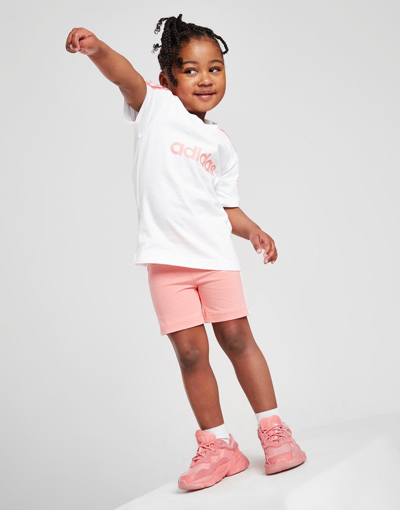 adidas Girls' Linear T-Shirt/Cycle Shorts Set Infant