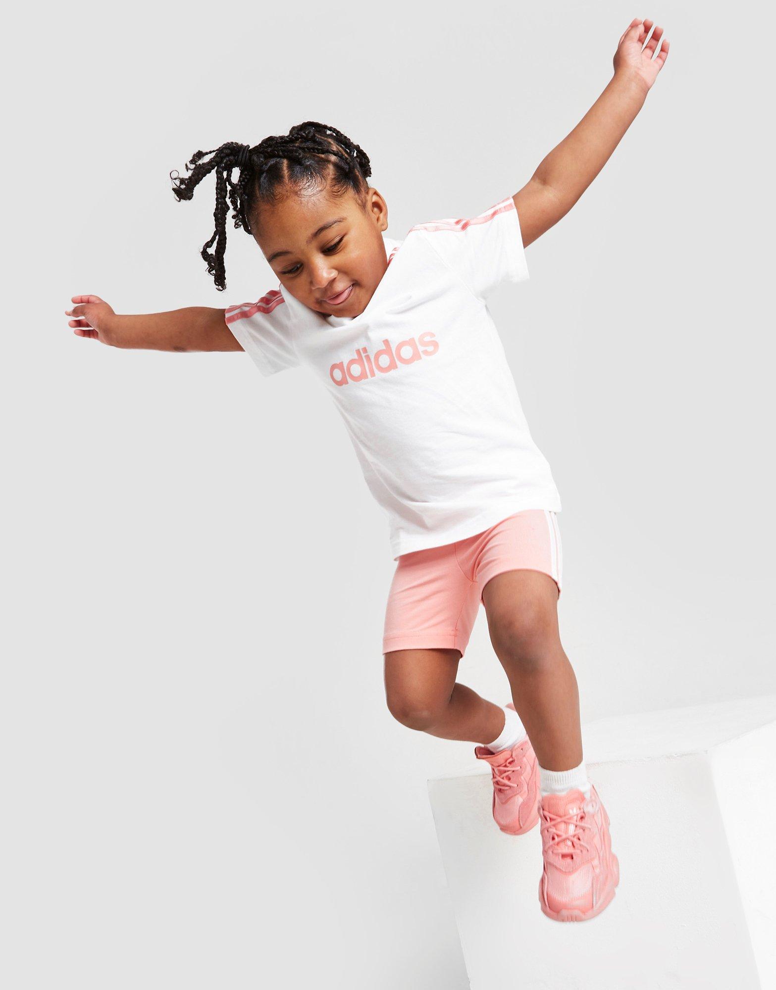 adidas Girls' Linear T-Shirt/Cycle Shorts Set Infant