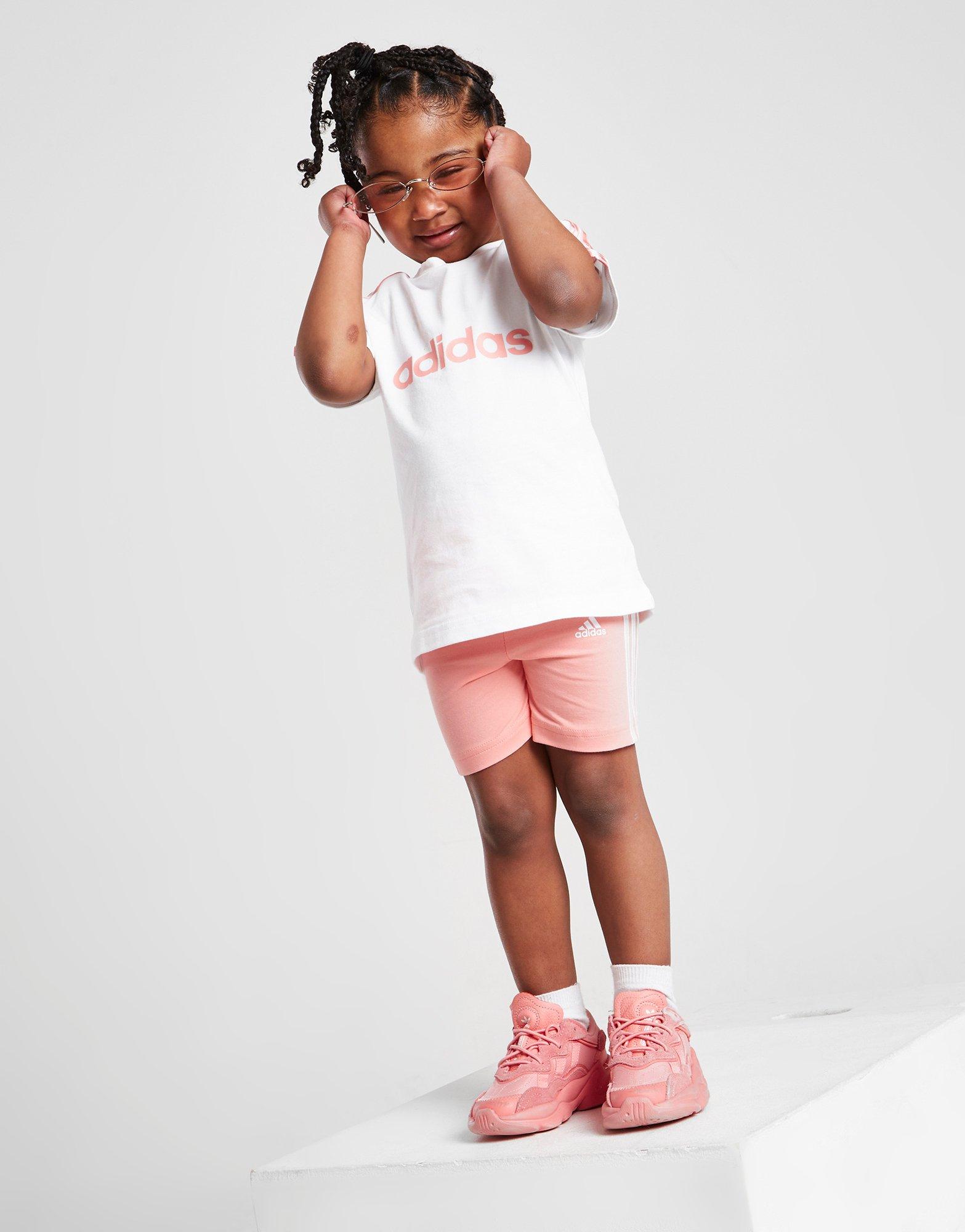 adidas Girls' Linear T-Shirt/Cycle Shorts Set Infant