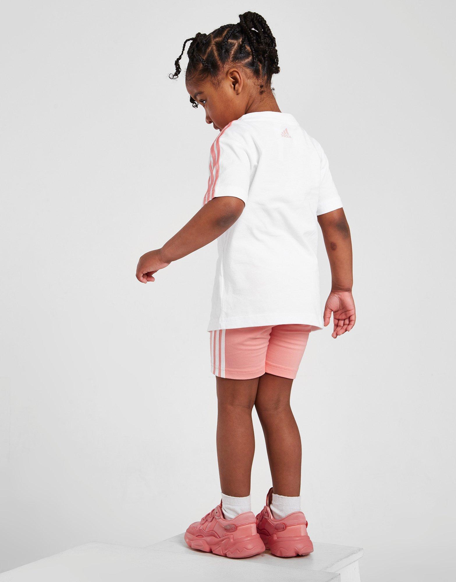 adidas Girls' Linear T-Shirt/Cycle Shorts Set Infant