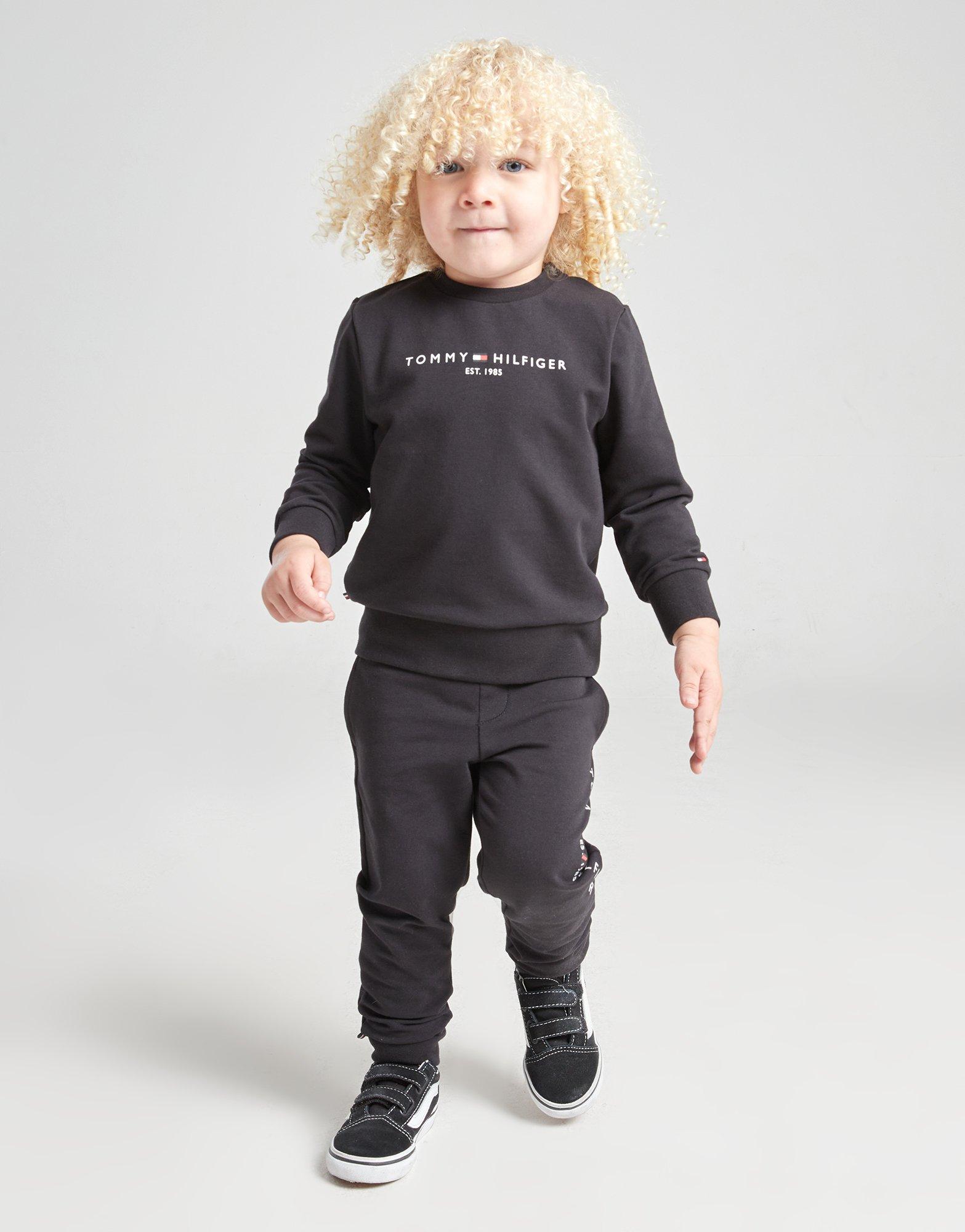 Black Tommy Hilfiger Essential Crew Tracksuit Infant JD Sports UK