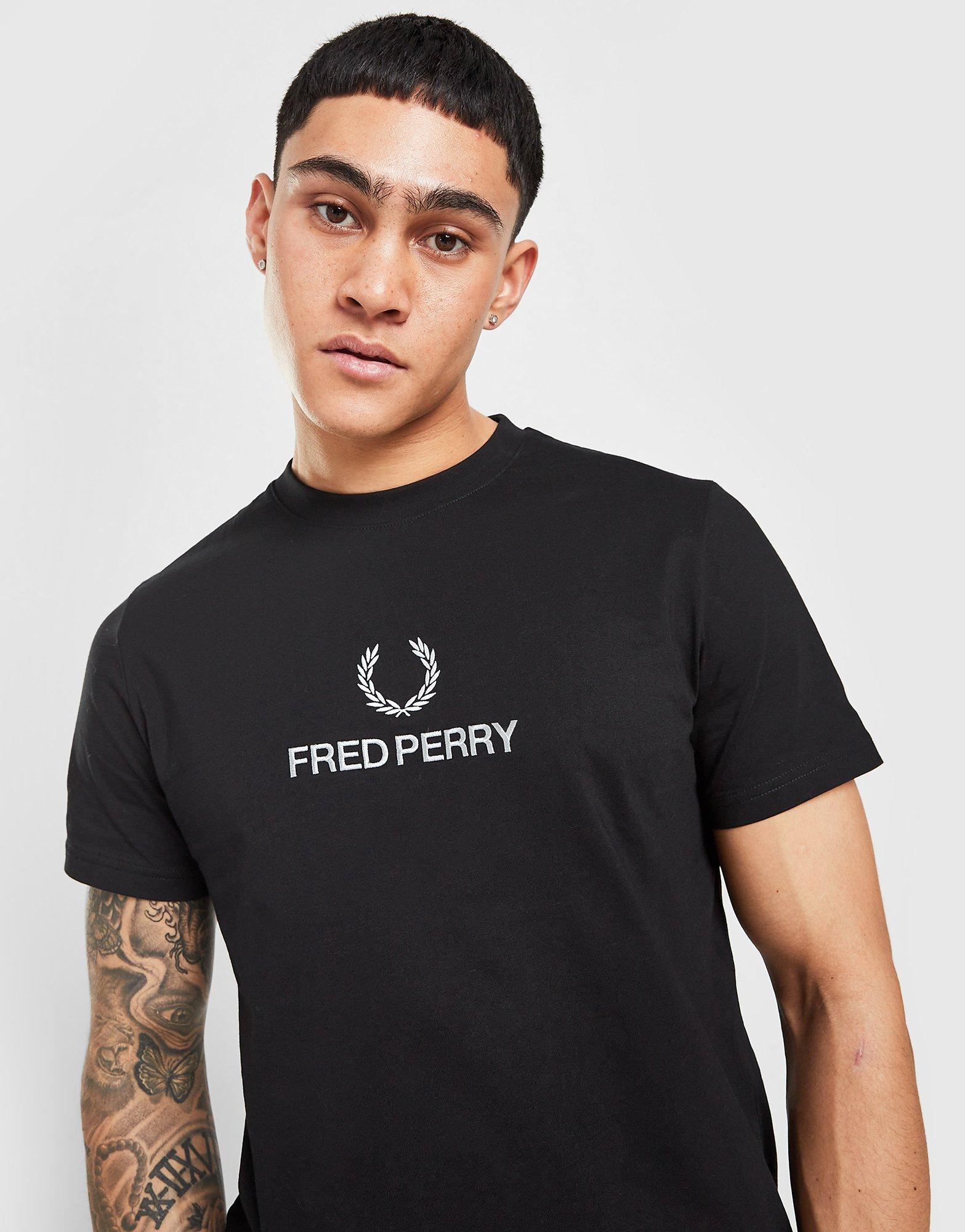 Black Fred Perry Global Stack Logo T-Shirt | JD Sports Global