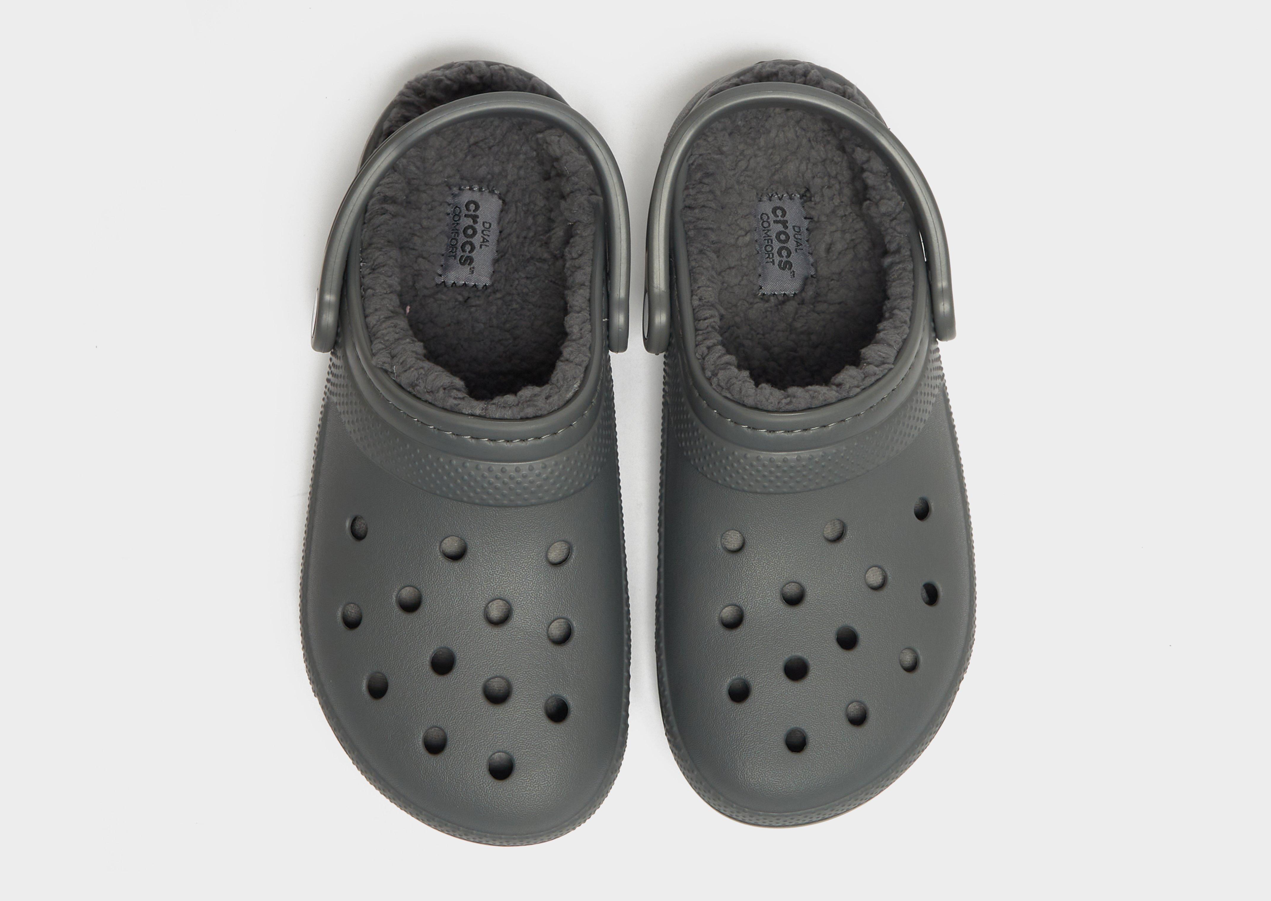 Gray fur lined online crocs