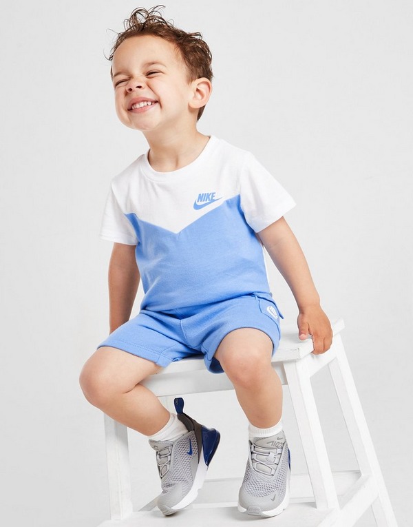 Blue Nike Colour Block Chevron T-Shirt/Shorts Set Infant UK