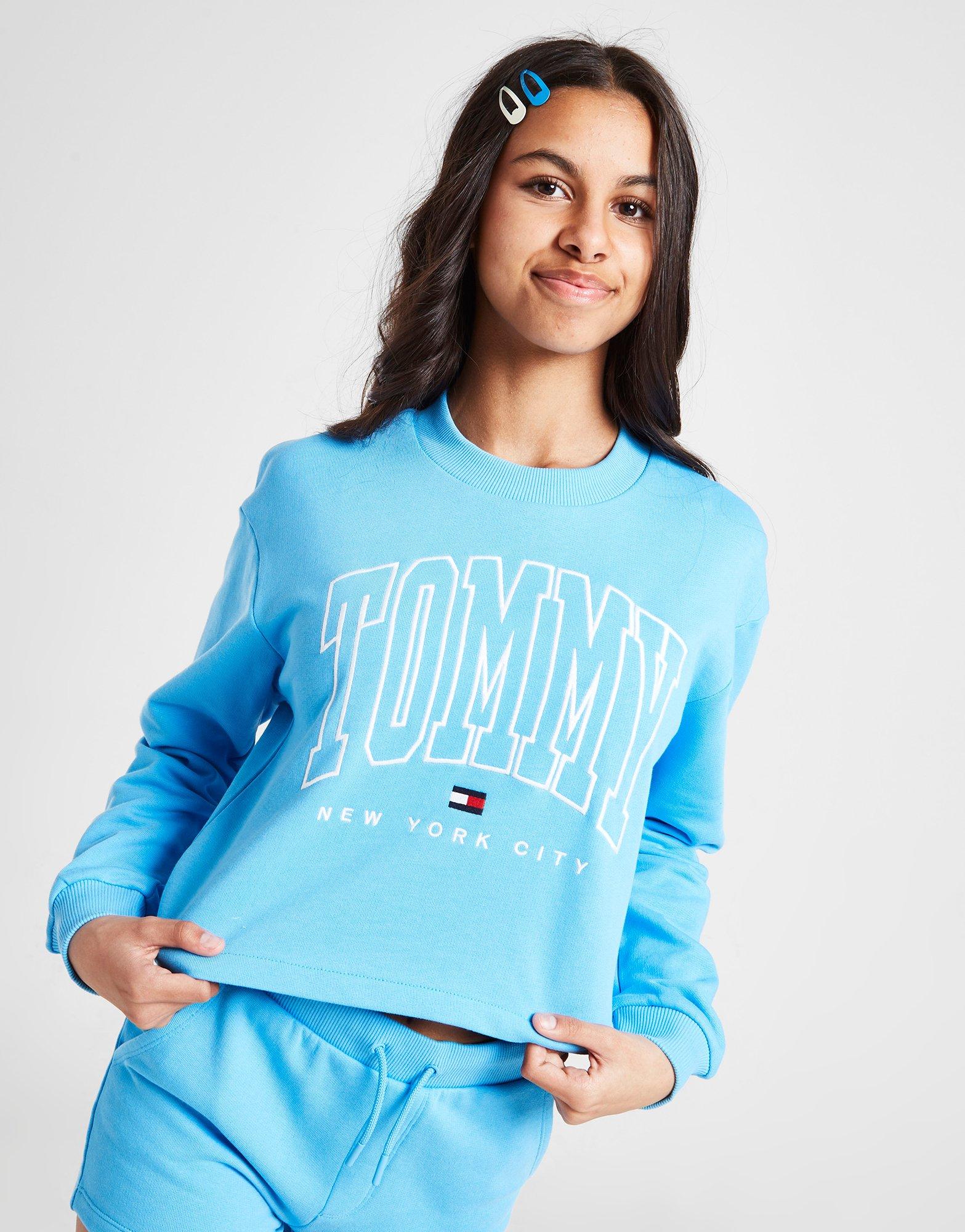 Tommy Hilfiger Girls' Bold Varsity Crop Crew Sweatshirt Junior