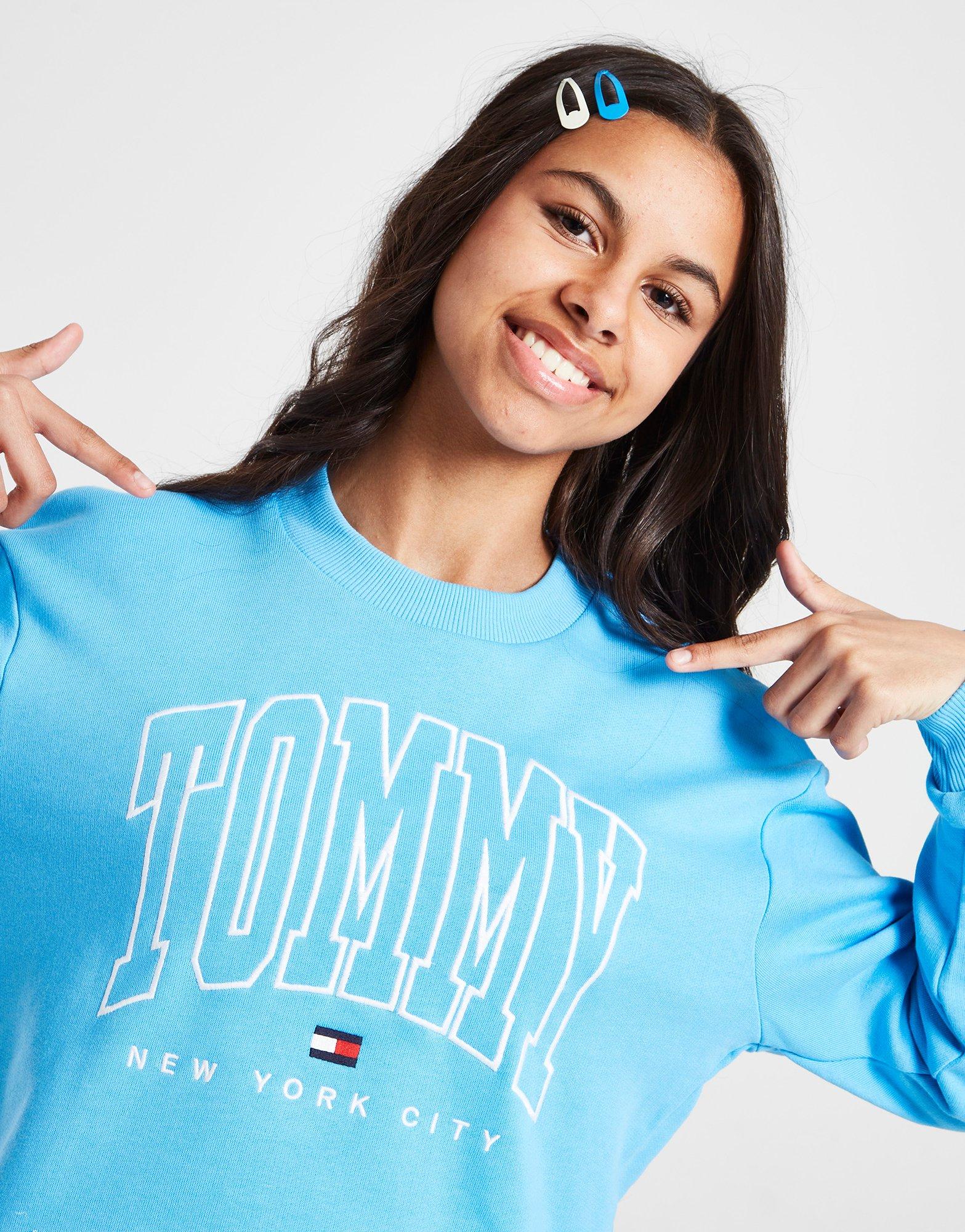 Tommy Hilfiger Girls' Bold Varsity Crop Crew Sweatshirt Junior