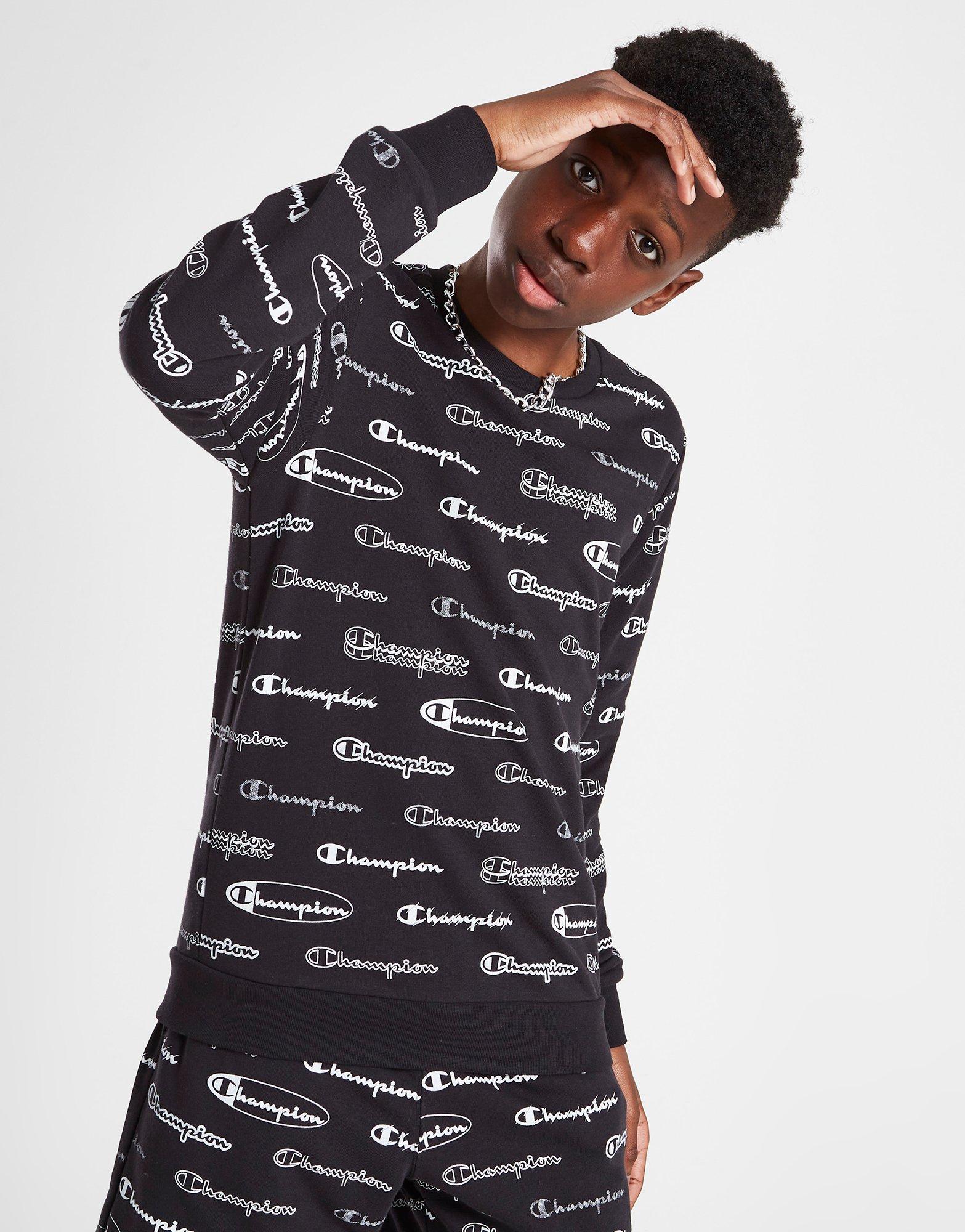 Champion Oval All Over Print Crew Sweatshirt Junior