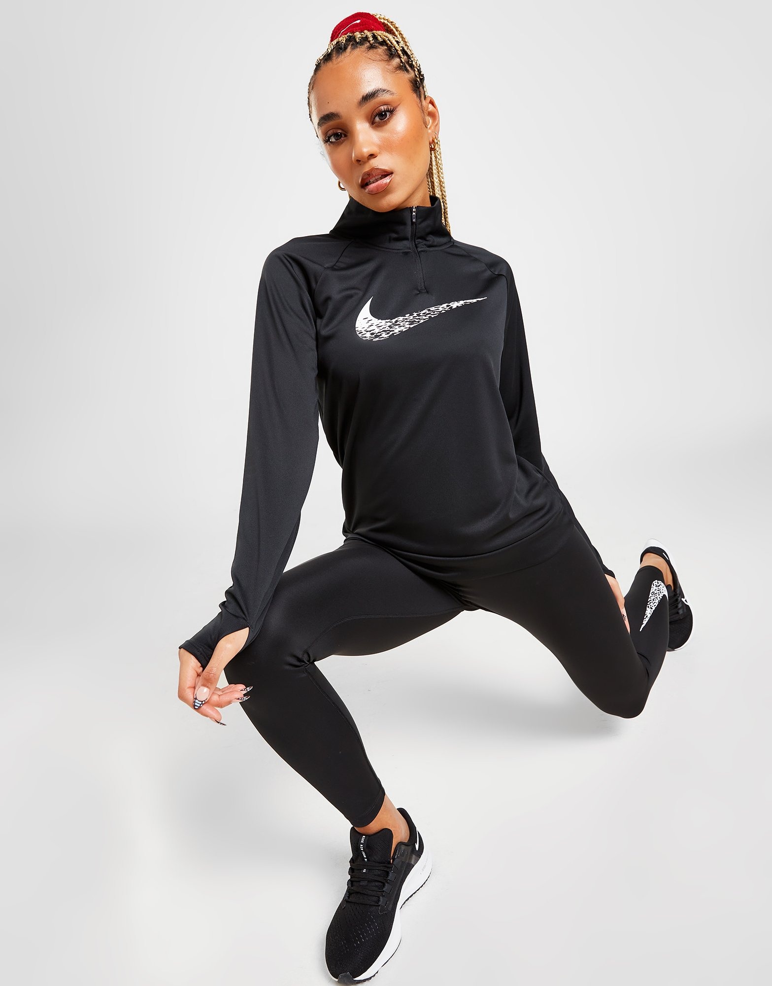 Buy Black Nike Running Swoosh 1/4 Zip Dri-FIT Top