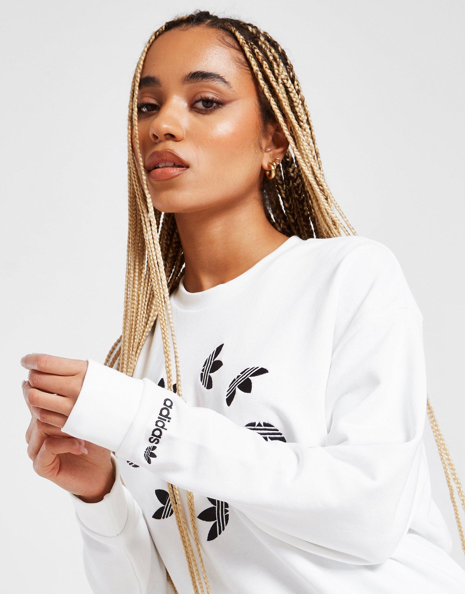 White adidas Originals Circle Trefoil Crew Sweatshirt JD Sports UK