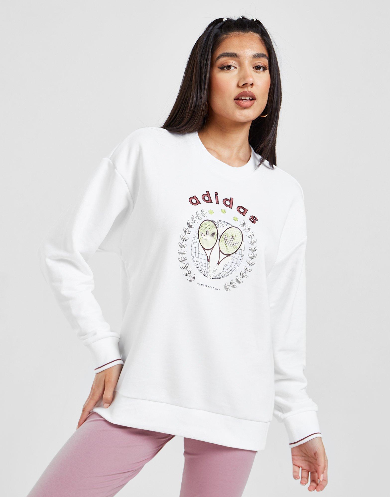 Adidas originals pink outlet cropped cut crew sweatshirt