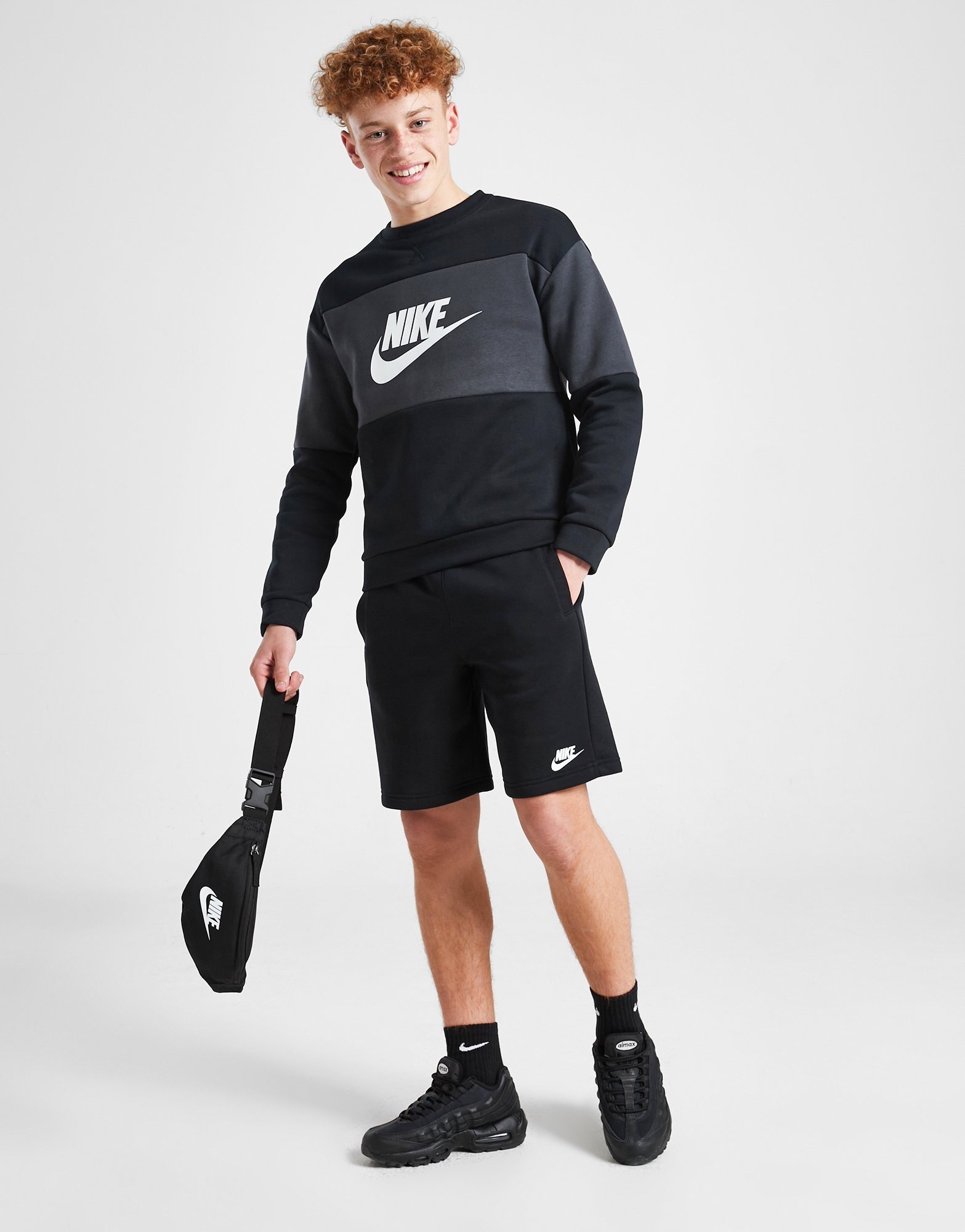 Black Nike Futura Crew Sweatshirt Shorts Set Junior JD Sports Global