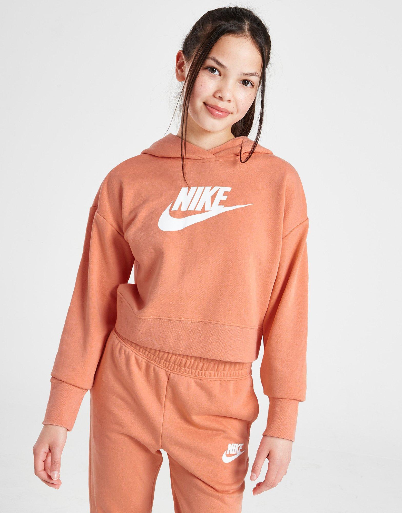 Nike Girls' Club French Terry Crop Hoodie Junior