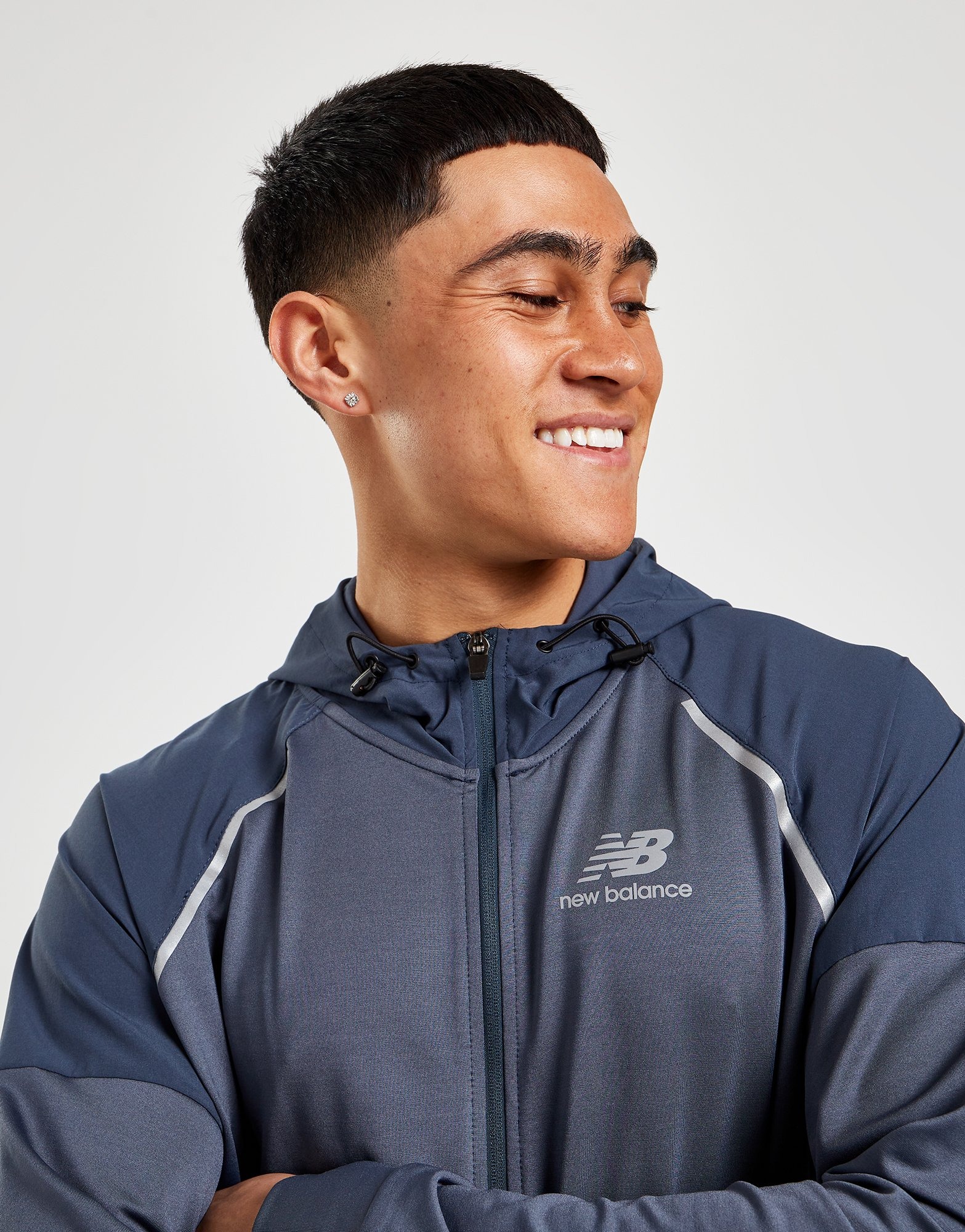 Blue New Balance Hybrid Full Zip Hoodie | JD Sports Malaysia