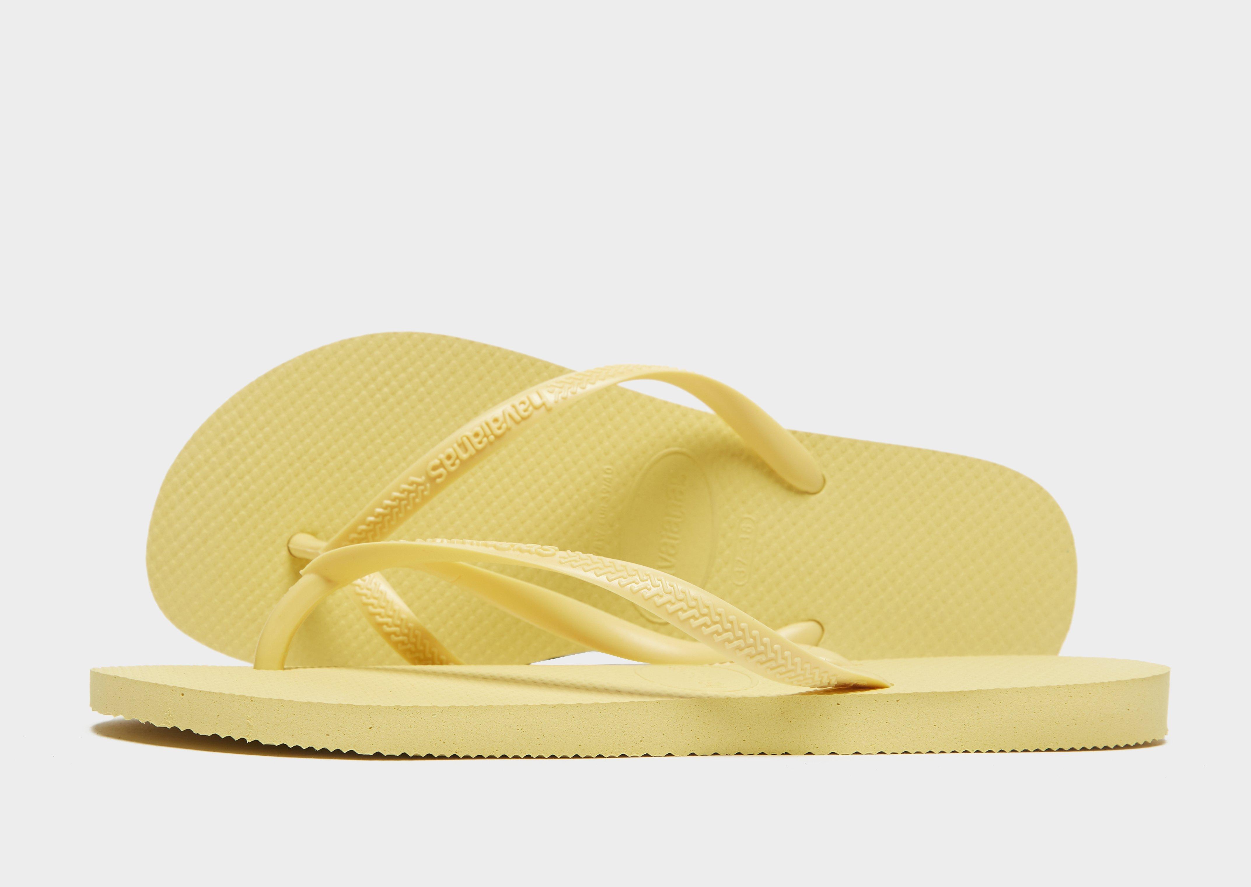 light yellow flip flops
