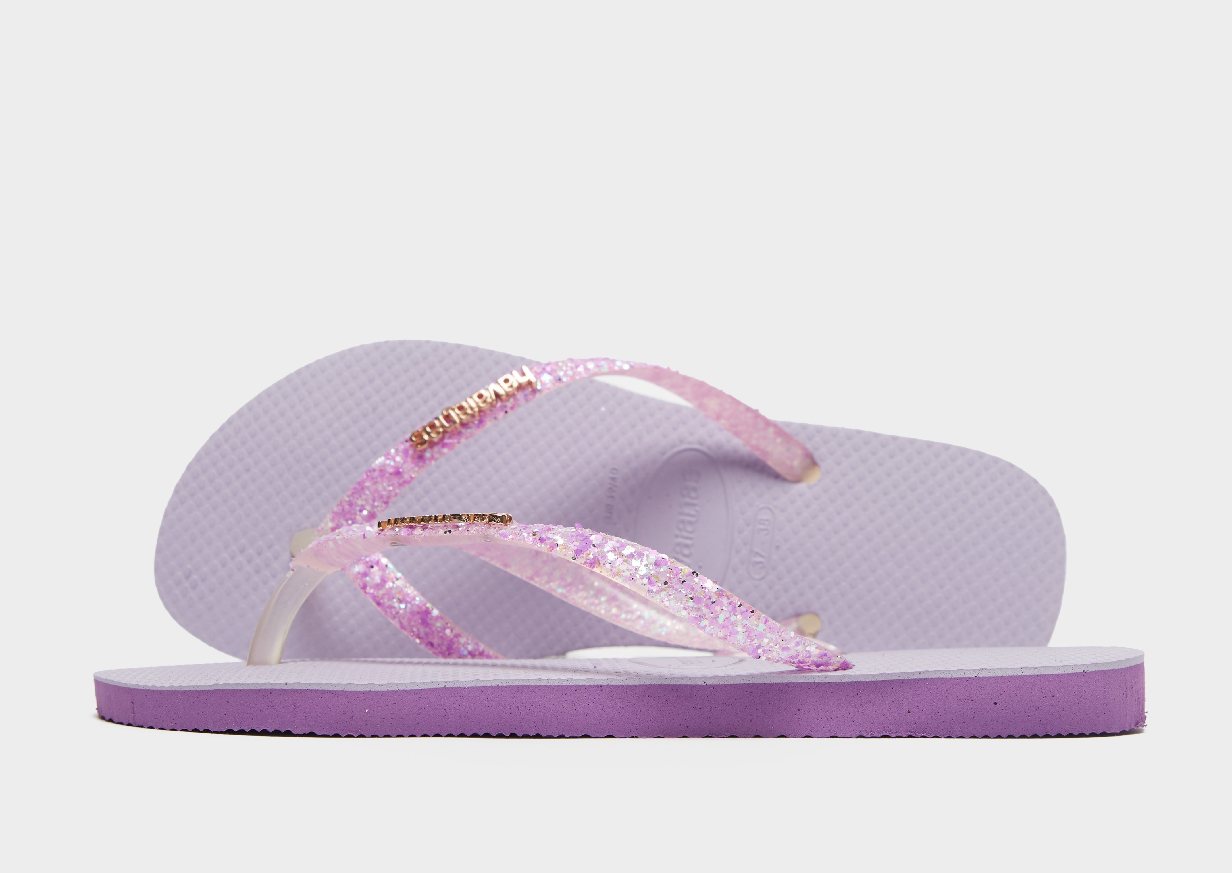 Purple Havaianas Slim Glitter Flip Flops Women's JD Sports