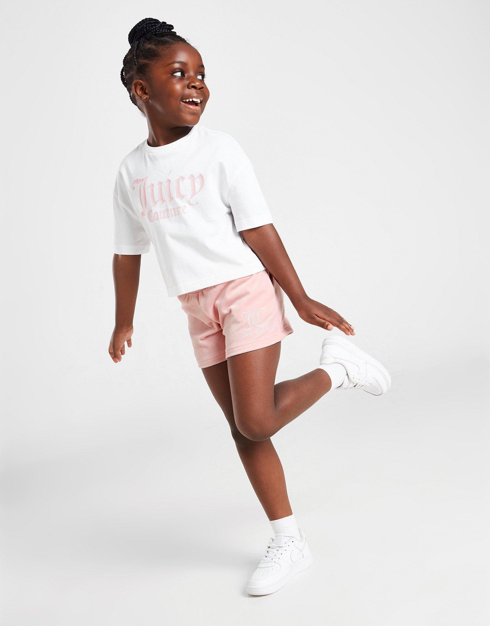 Juicy Couture Girls' Crop T-Shirt/Velour Shorts Set Children