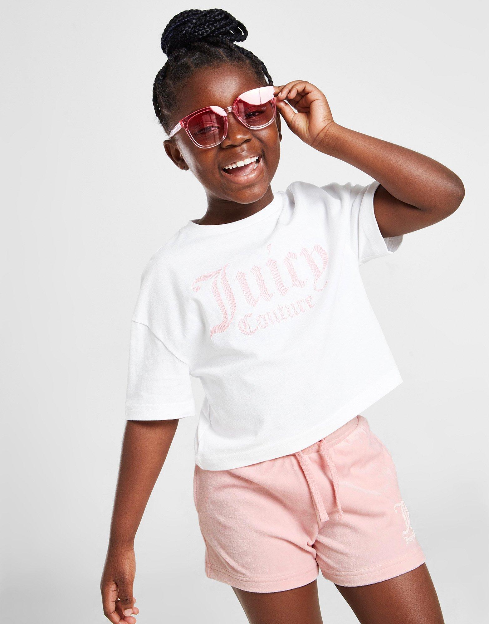 Juicy Couture Girls' Crop T-Shirt/Velour Shorts Set Children