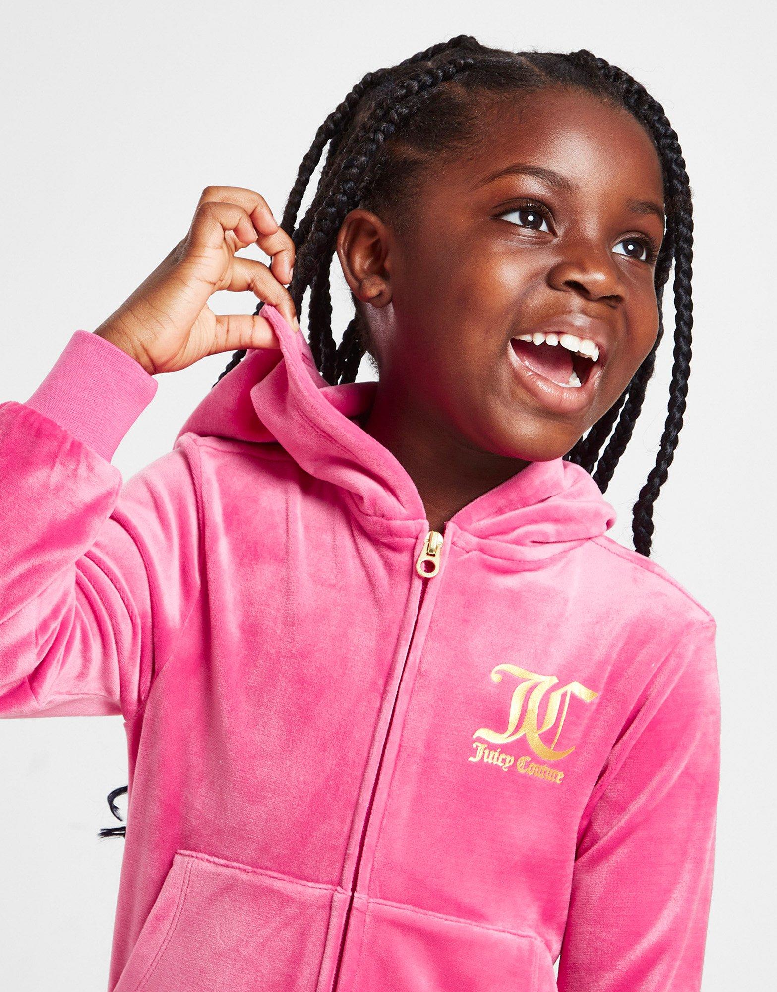 Juicy Couture Girls' Velour Full-Zip Hooded Tracksuit Children