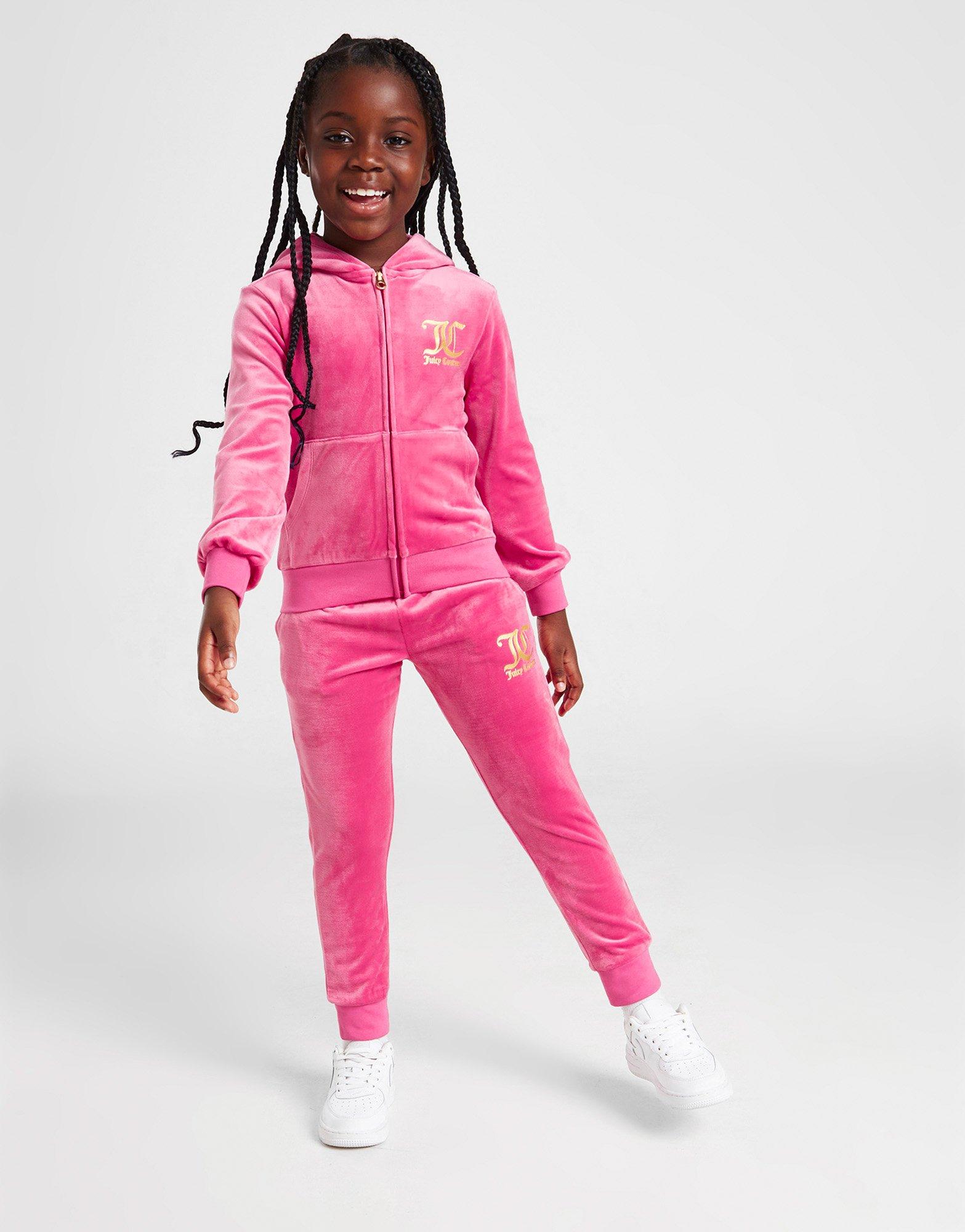 Juicy Couture Girls' Velour Full-Zip Hooded Tracksuit Children