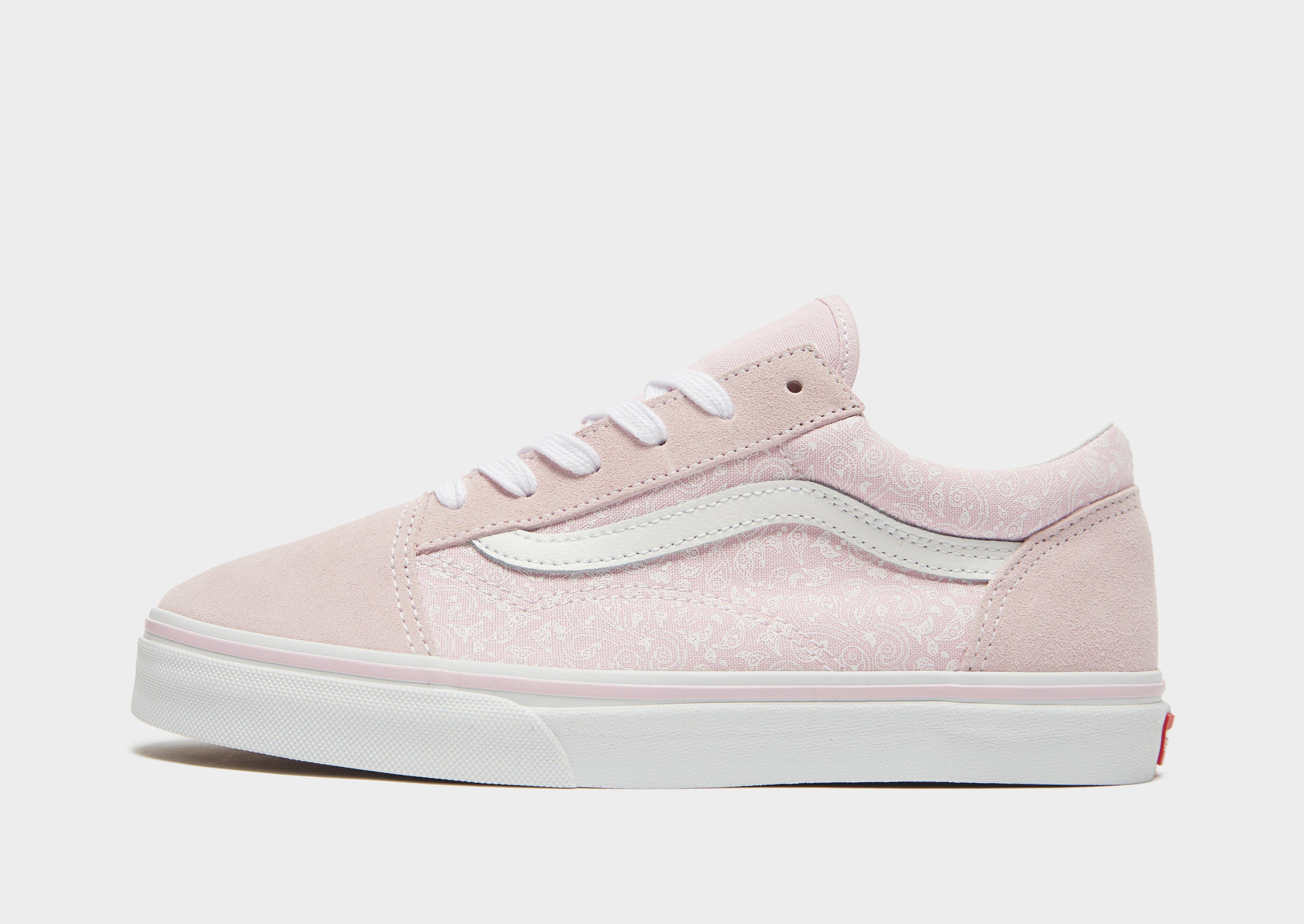 pink vans with white laces