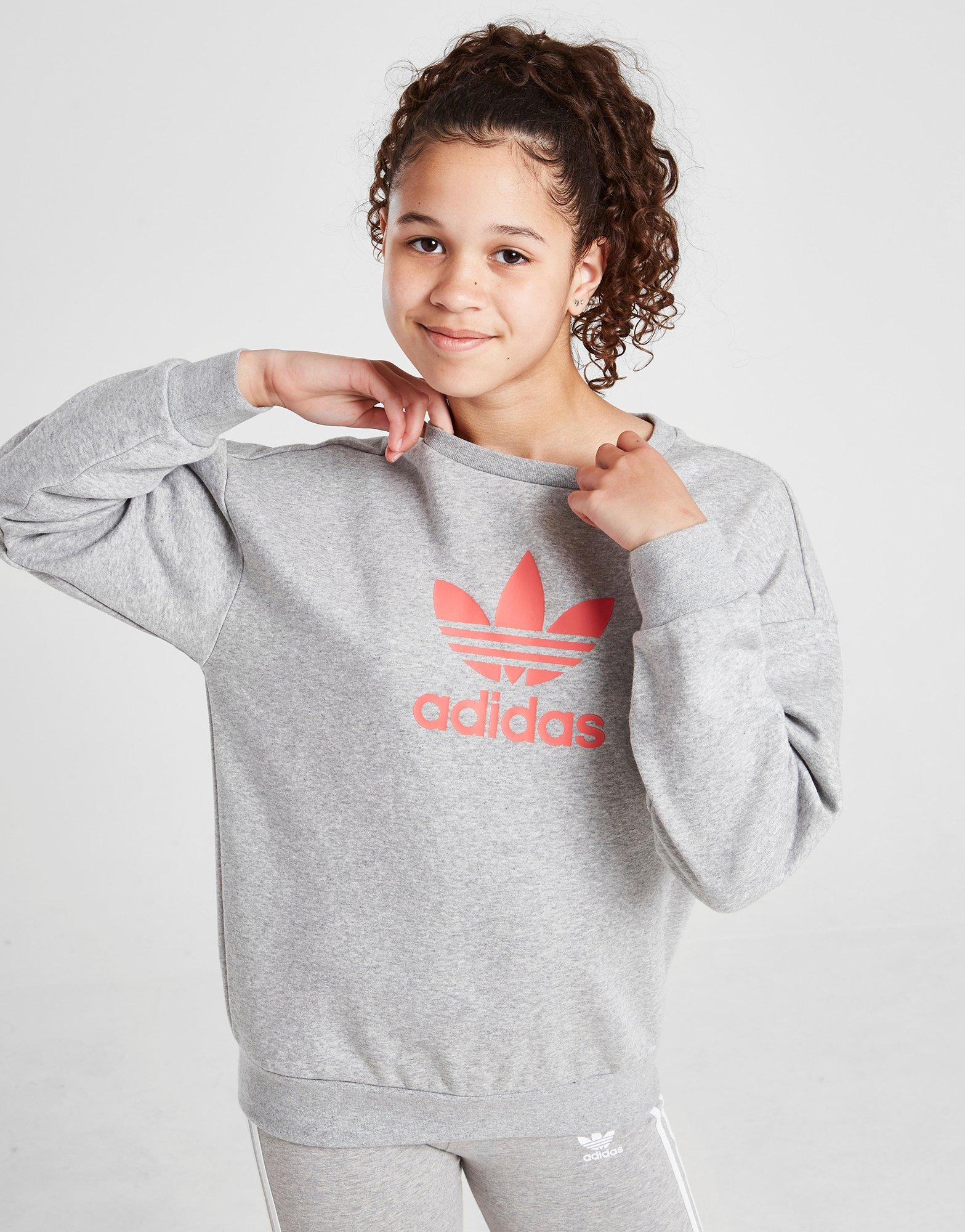 adidas Originals Girls' Trefoil Crew Sweatshirt Junior