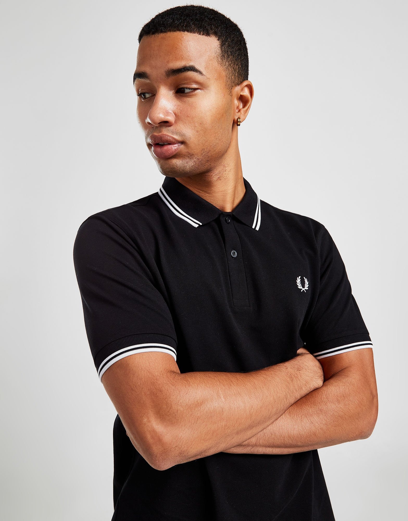 Black Fred Perry Twin Tip Polo Shirt JD Sports