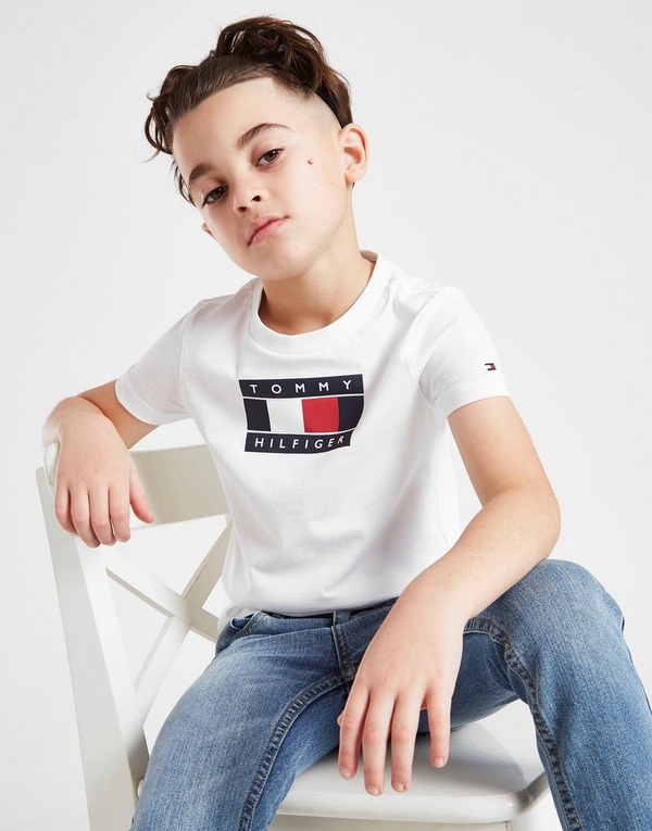 White Tommy Hilfiger Large Flag T-Shirt Children | JD Sports Global