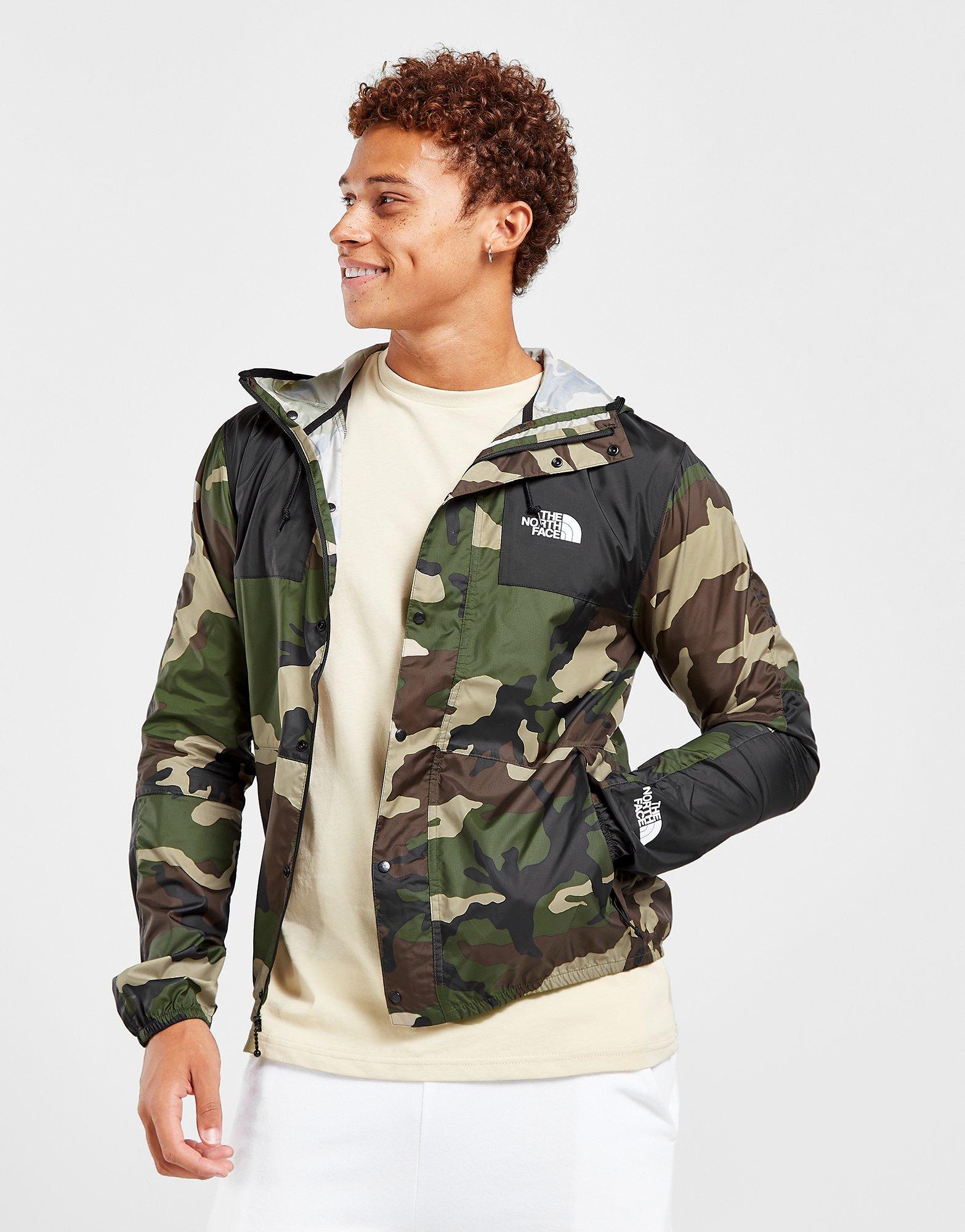 green camo north face jacket