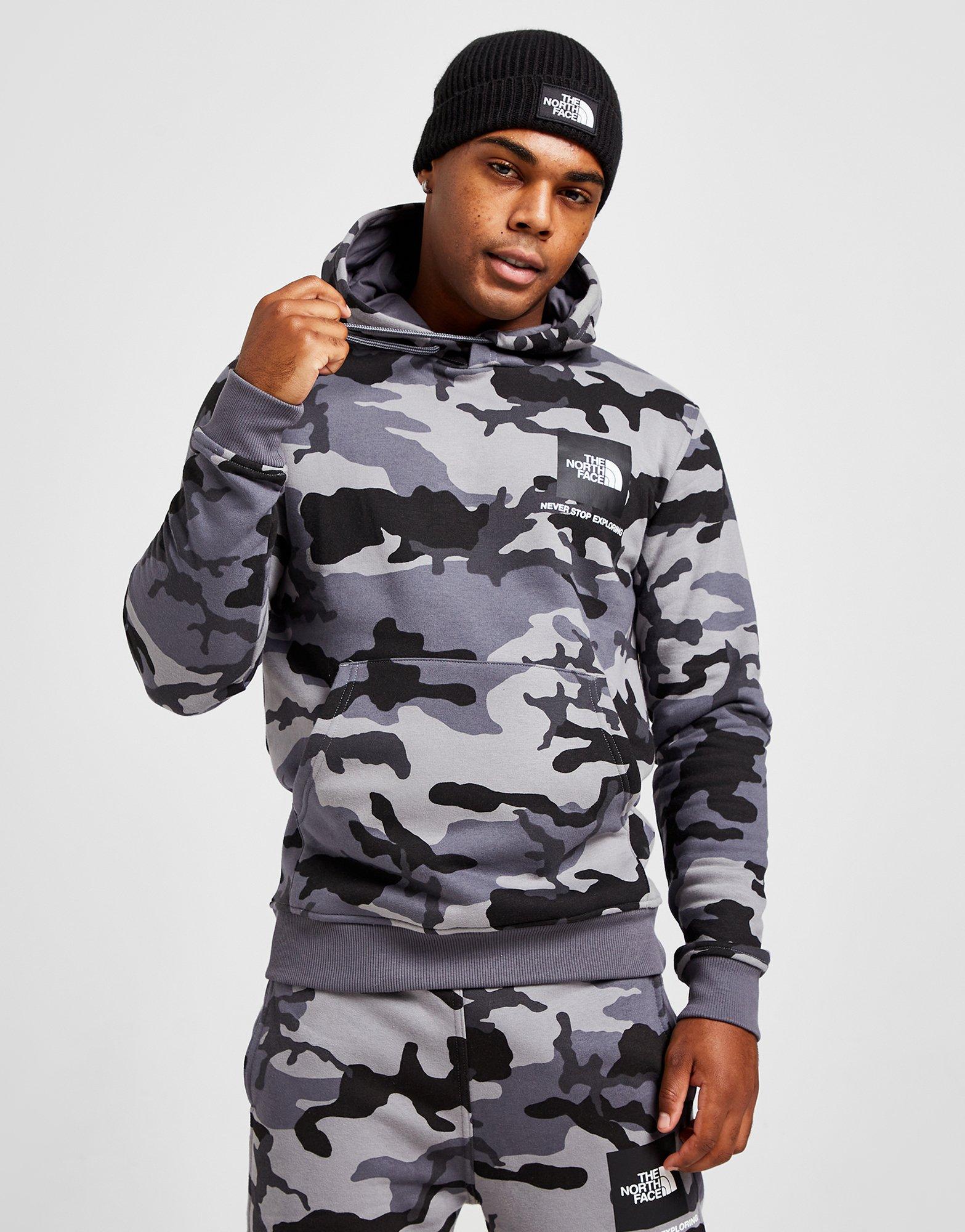 Grey The North Face Camo Fine Box Hoodie | JD Sports Malaysia