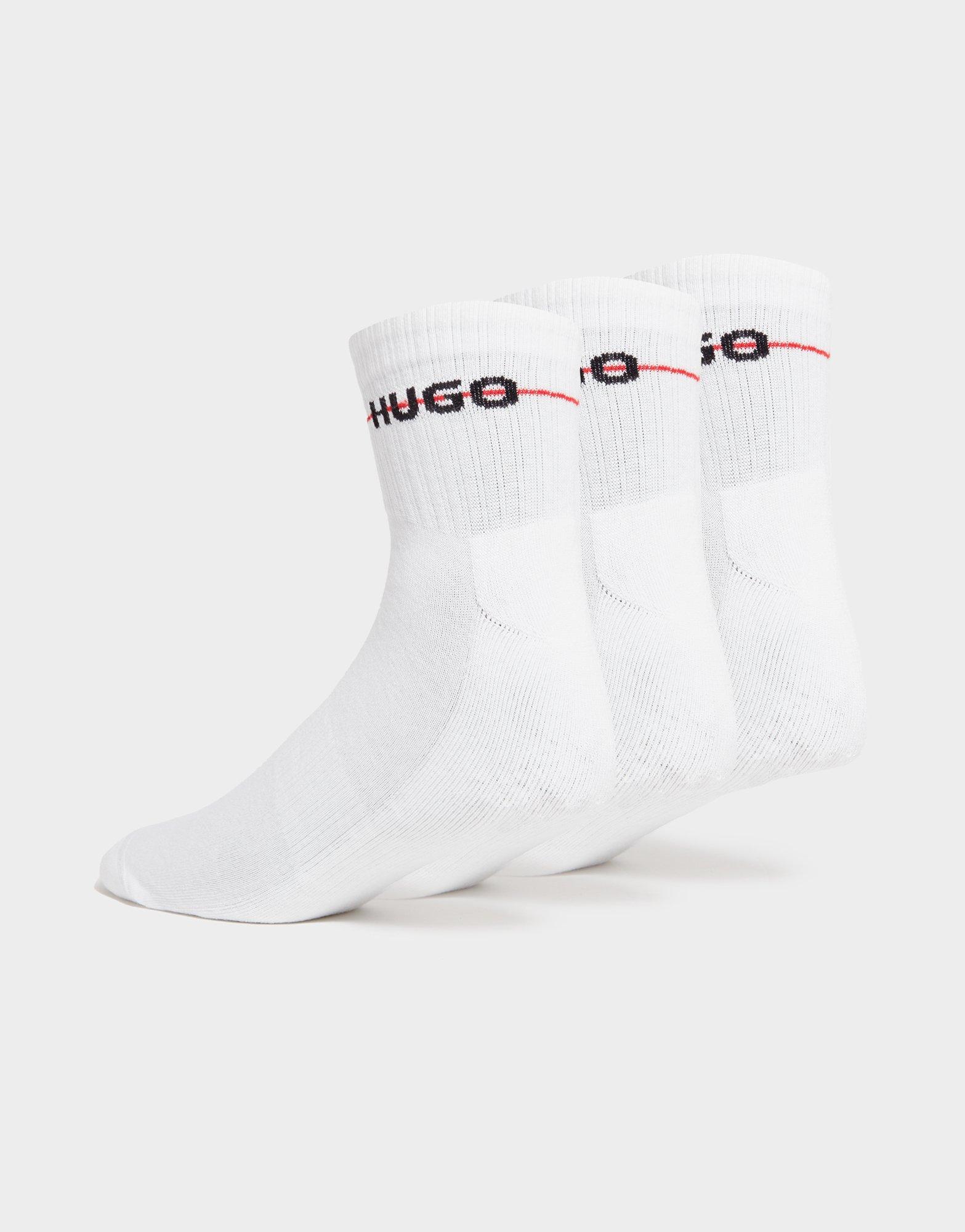 HUGO 3-Pack Ribbed Logo Socks
