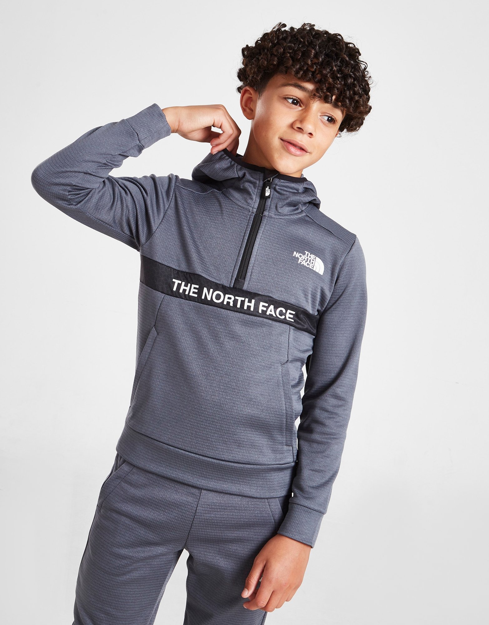Grey The North Face 1/4 Zip Amphere Hoodie Junior | JD Sports UK