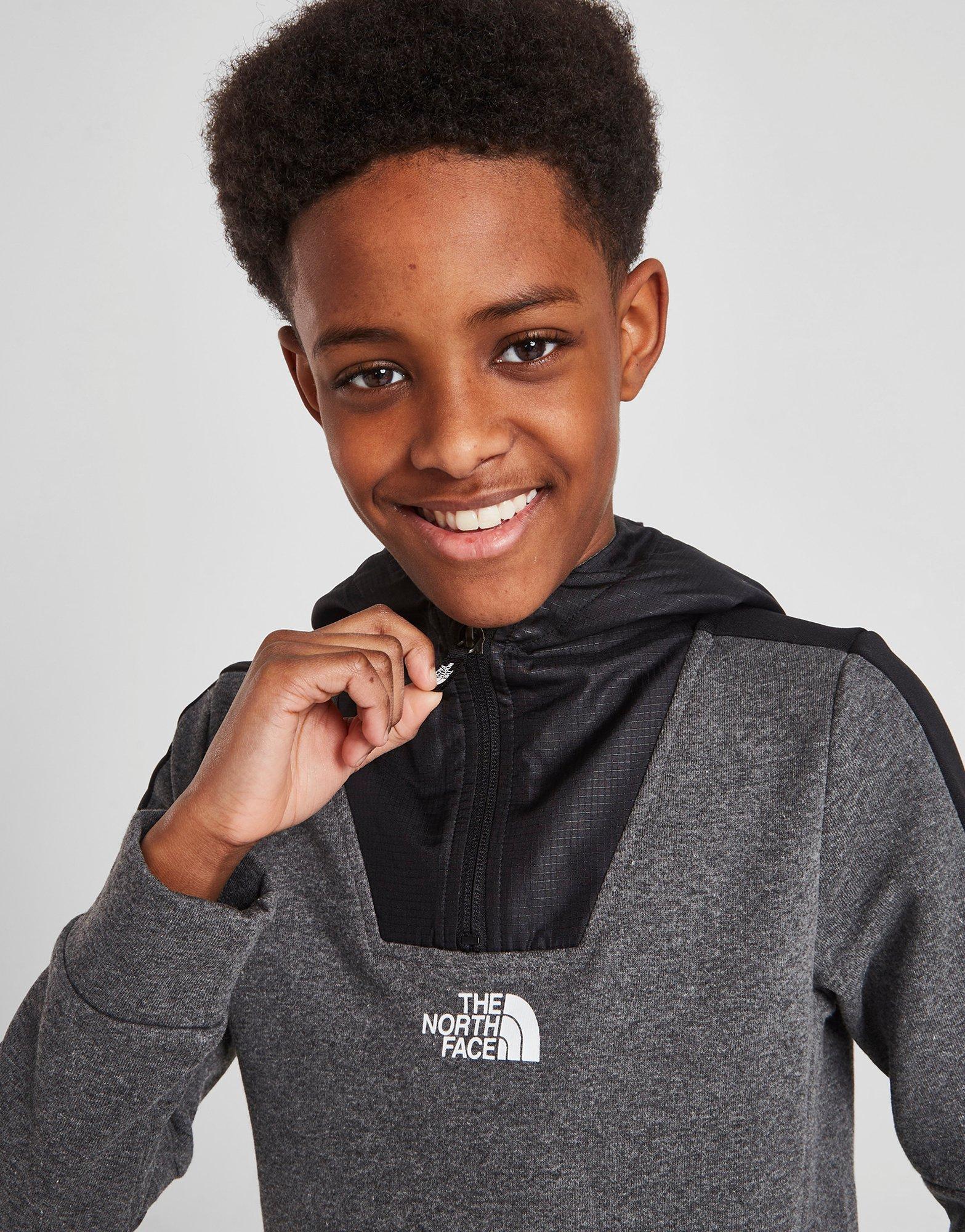 Grey The North Face 1/4 Zip Mix Fab Hoodie Junior | JD Sports Global