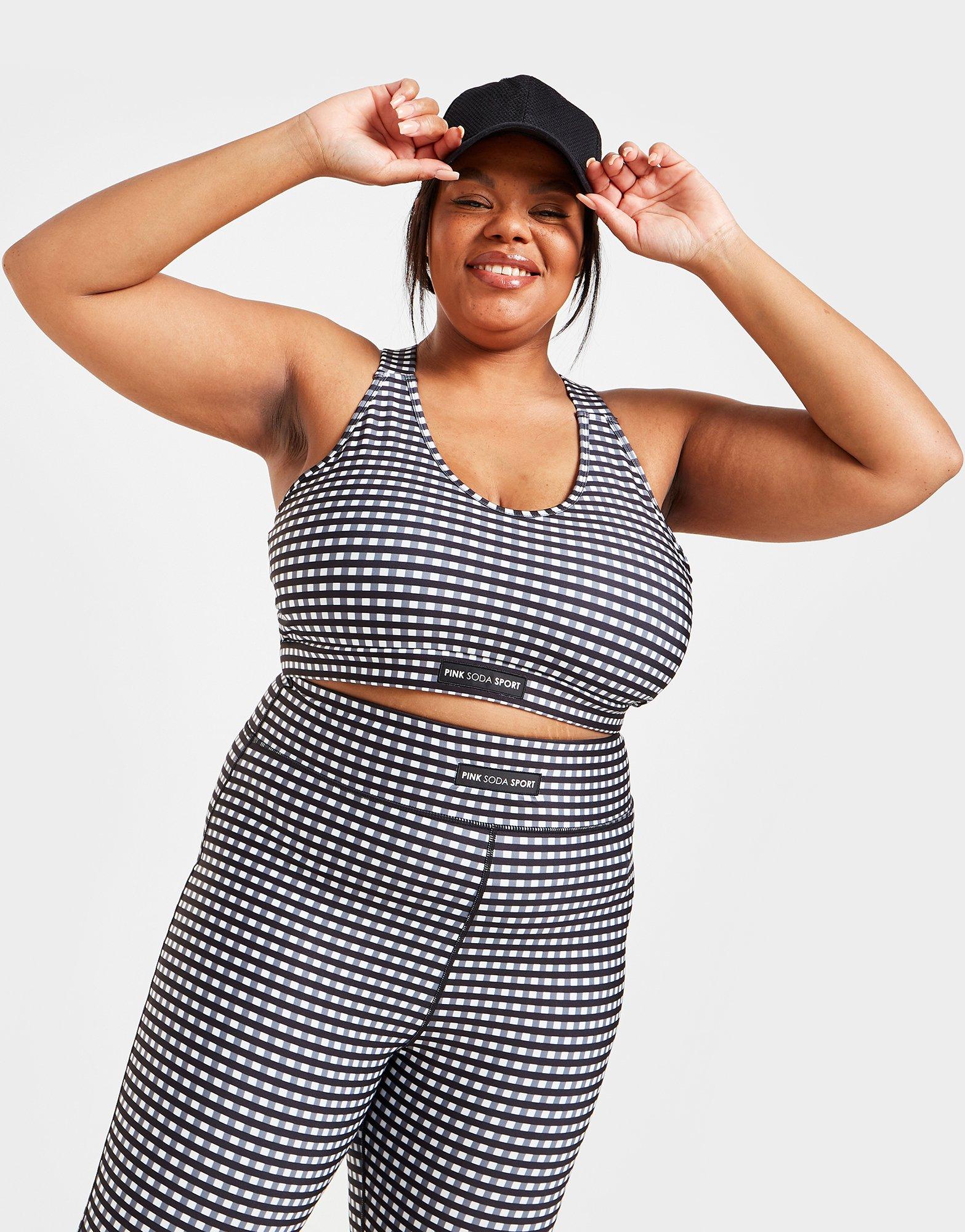 Pink Soda Sport Plus Size Gingham Sports Bra