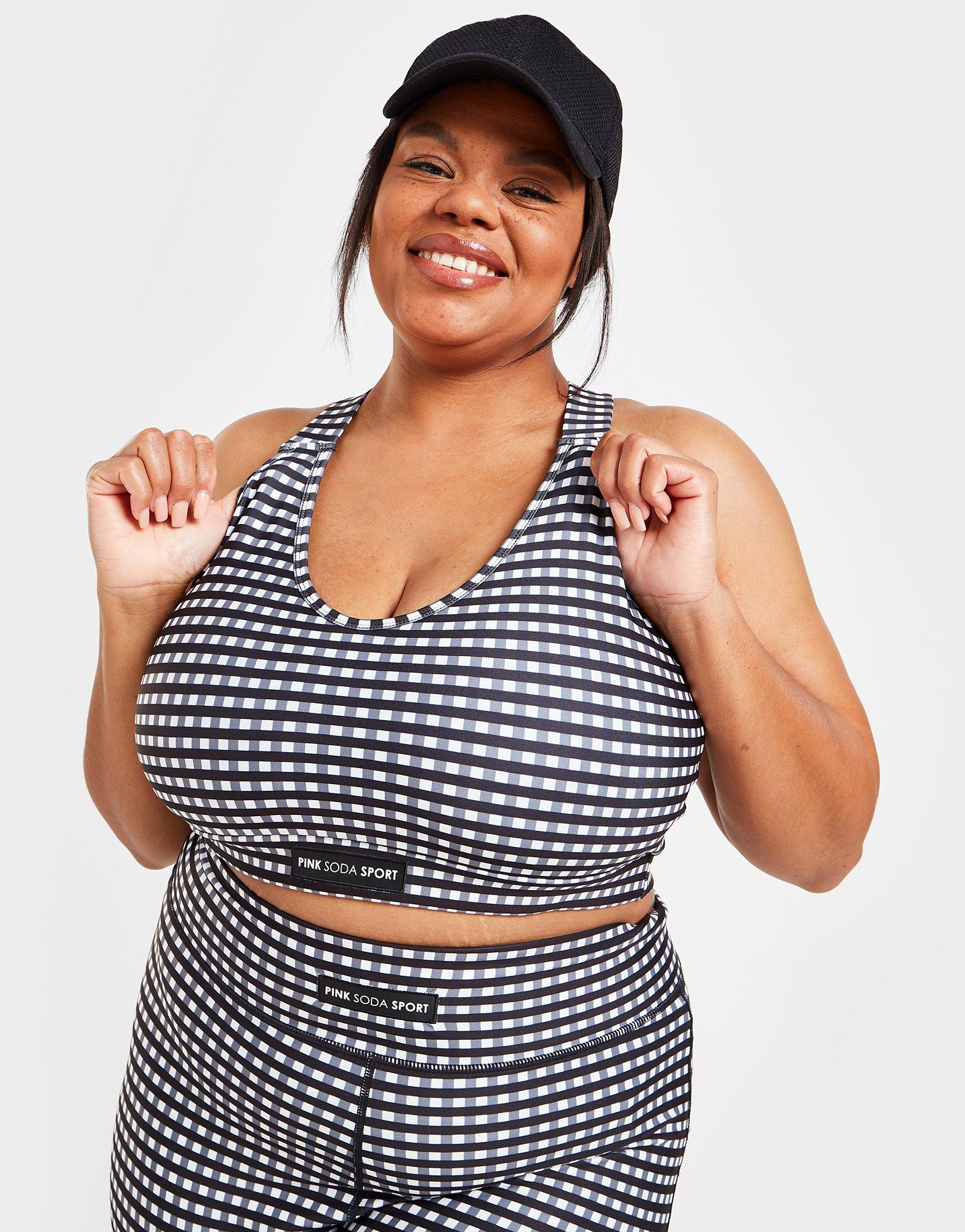 Pink Soda Sport Plus Size Gingham Sports Bra