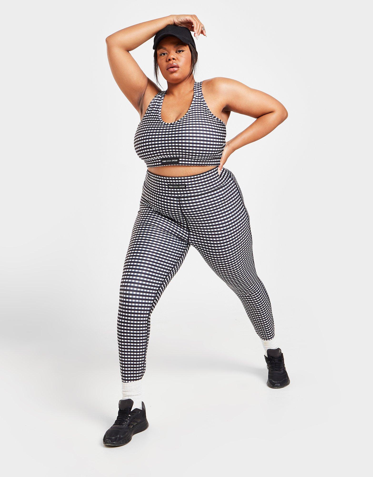 Pink Soda Sport Plus Size Gingham Sports Bra