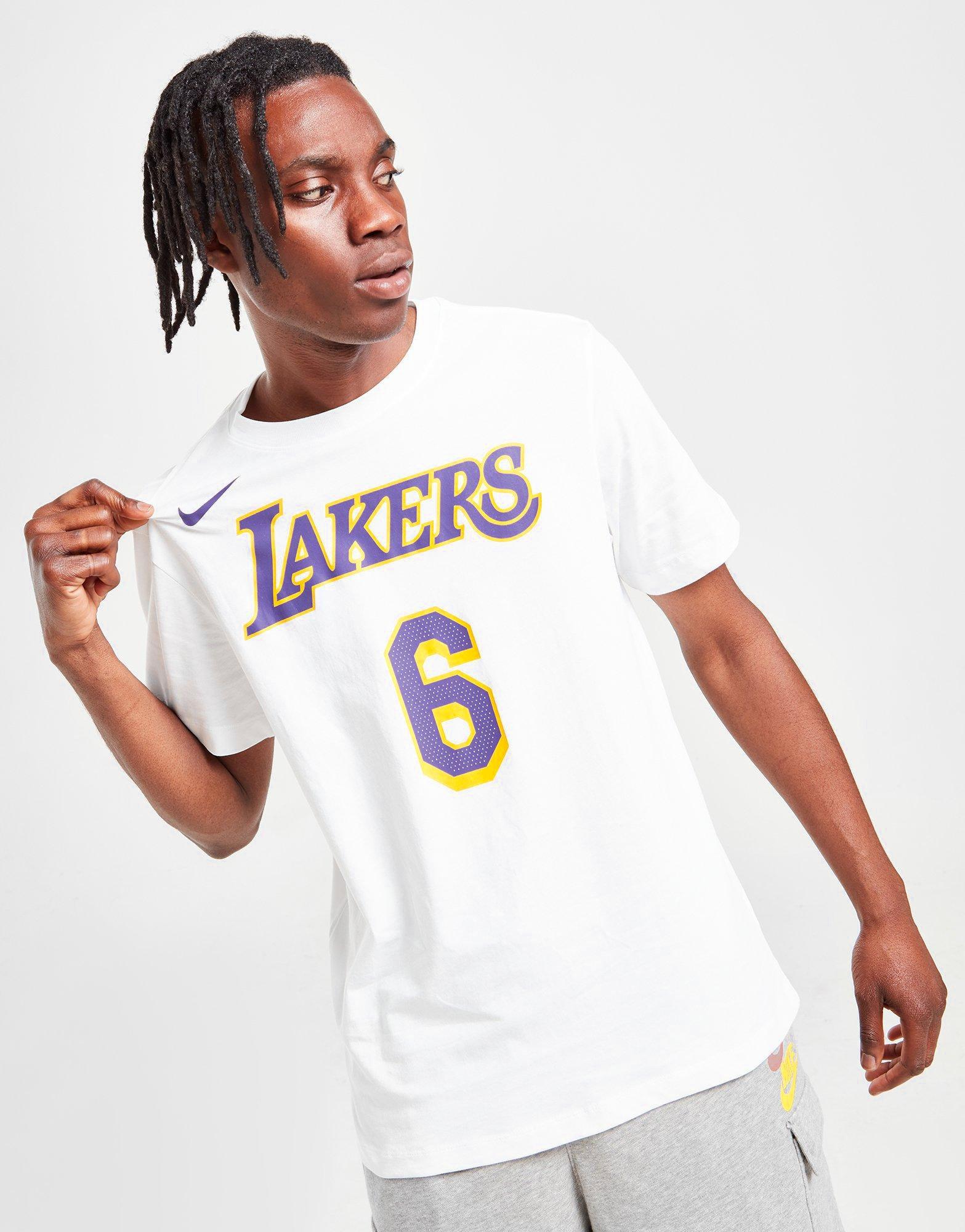 White Nike NBA Angeles Lakers James #6 T-Shirt | Sports UK