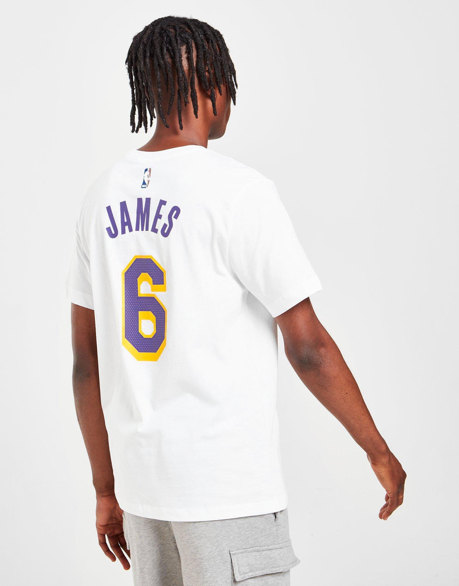 White Nike NBA Los Angeles Lakers James #6 T-Shirt