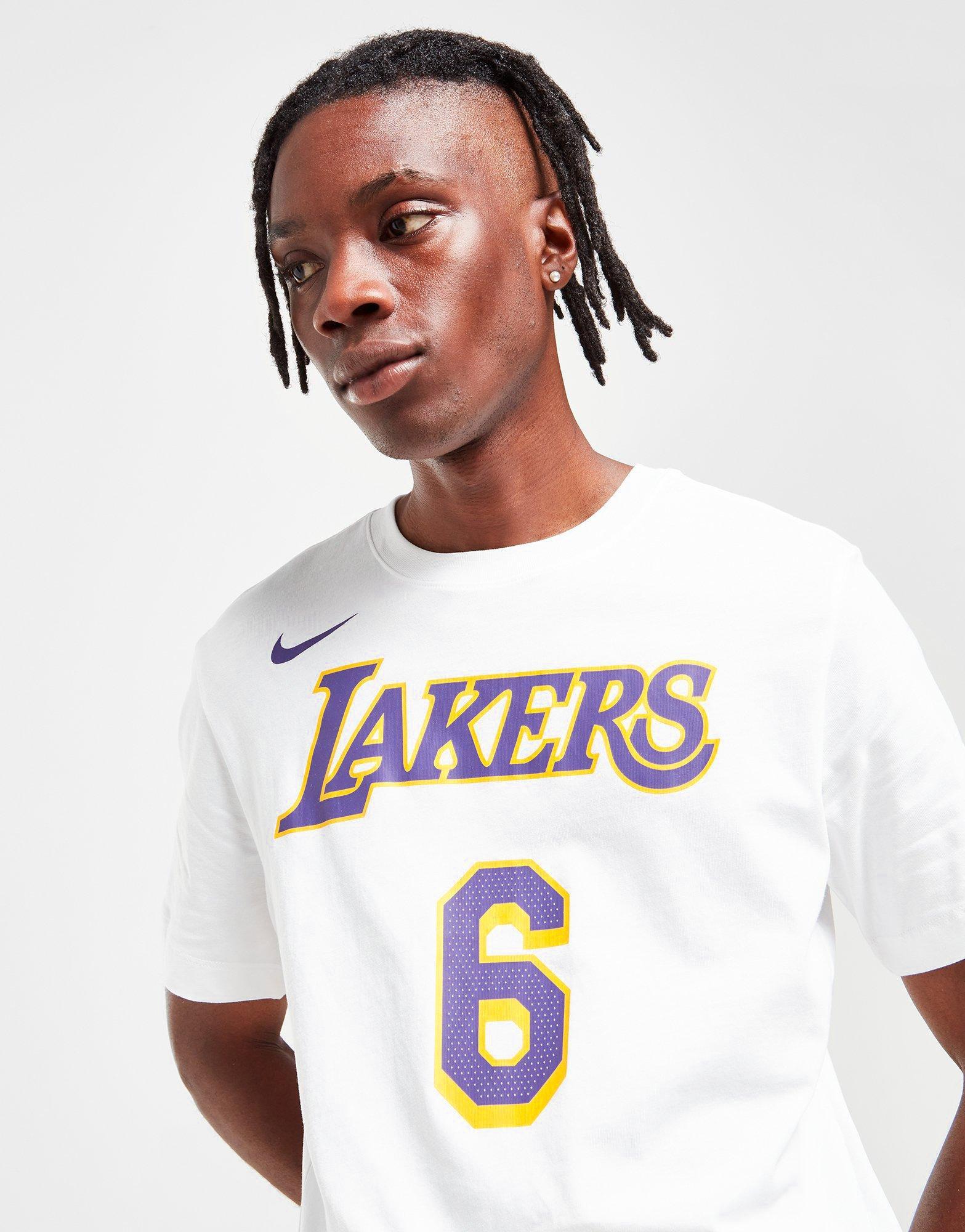 White Nike NBA Los Angeles Lakers James #6 T-Shirt