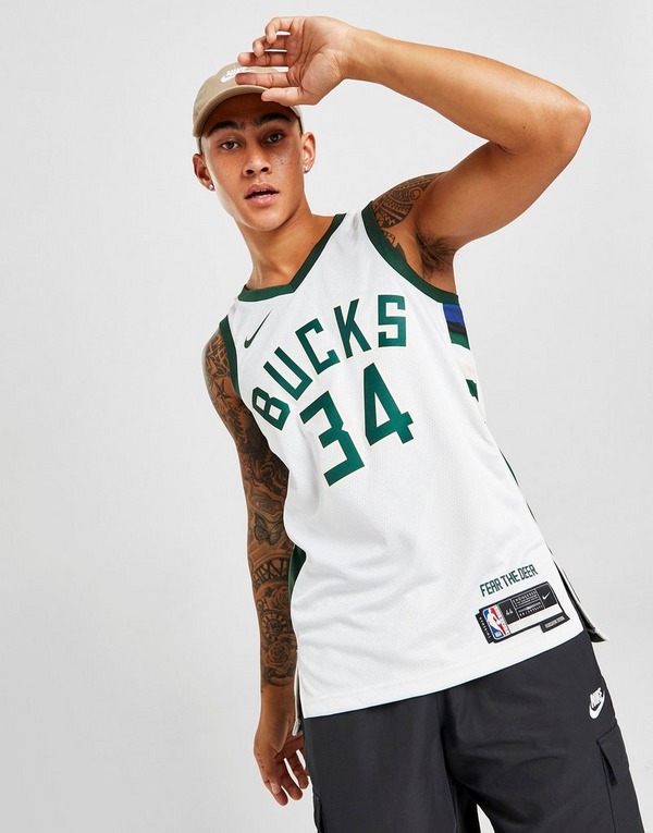 ladrar Turbina Teleférico Compra Nike camiseta NBA Milwaukee Bucks Antetokounmpo #34 en Blanco