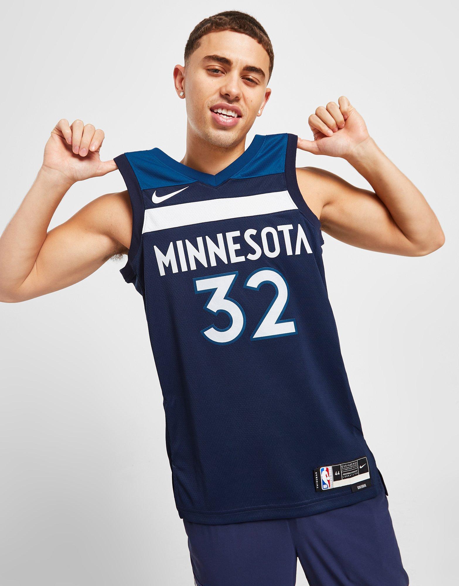 Nike Men's 2021-22 City Edition Minnesota Timberwolves Karl-Anthony towns #32 Blue Dri-Fit Swingman Jersey, Small