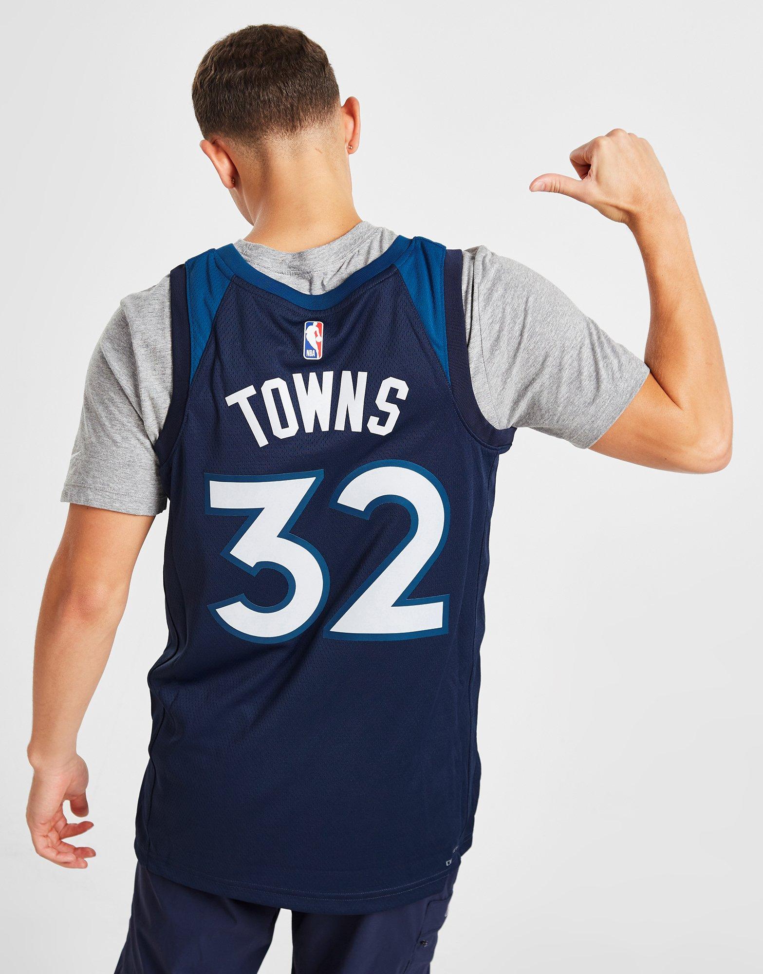 Nike Men's 2021-22 City Edition Minnesota Timberwolves Karl-Anthony towns #32 Blue Dri-Fit Swingman Jersey, Small