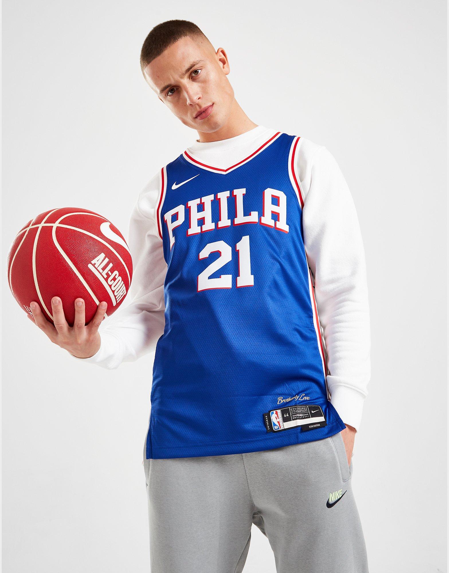 Blue Nike NBA Philadelphia 76ers Swingman Embiid #21 Jersey - JD