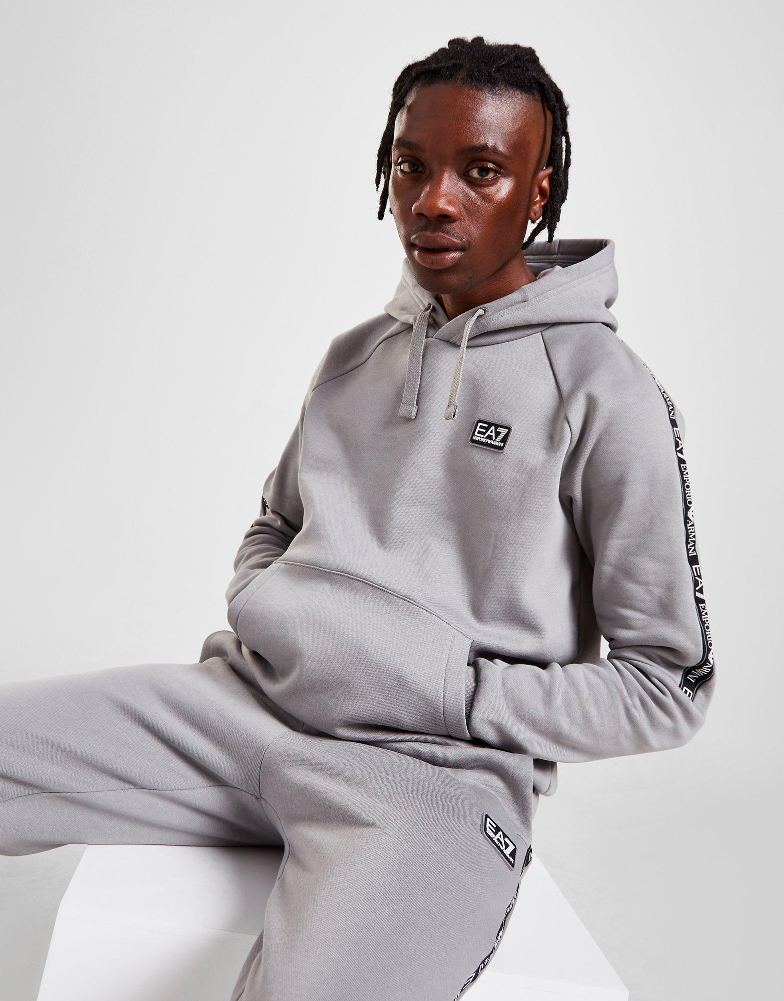 Grey Emporio Armani EA7 Tape Overhead Hoodie | JD Sports Global