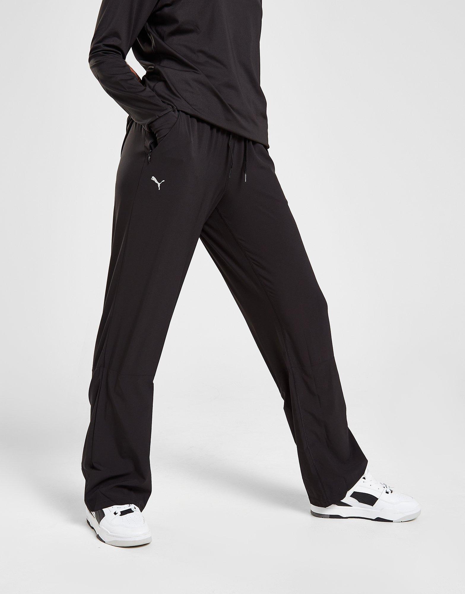 PUMA Modest Activewear Wide Leg Solid Women Black Track Pants