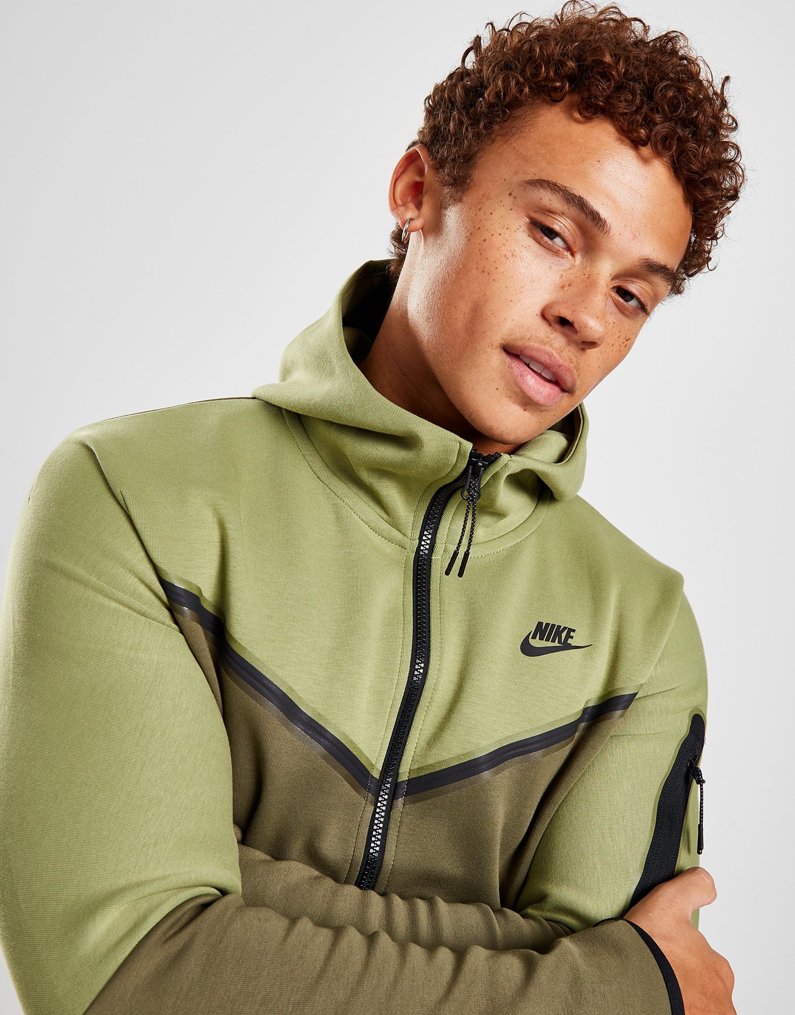 Green Nike Tech Fleece Full Zip Hoodie | JD Sports UK